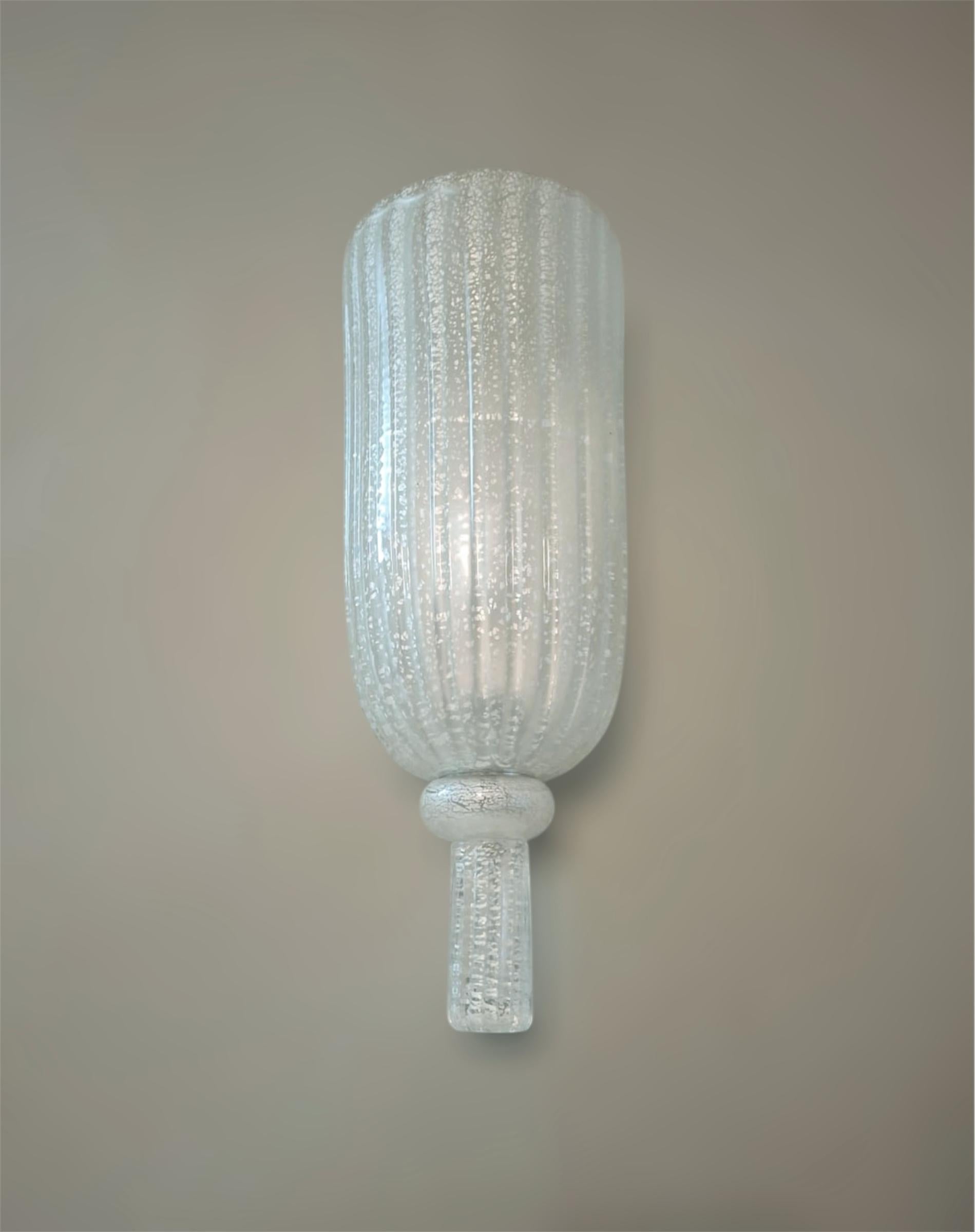 Italiano Coppia di lampade di Murano in argento smerigliato di Seguso in vendita