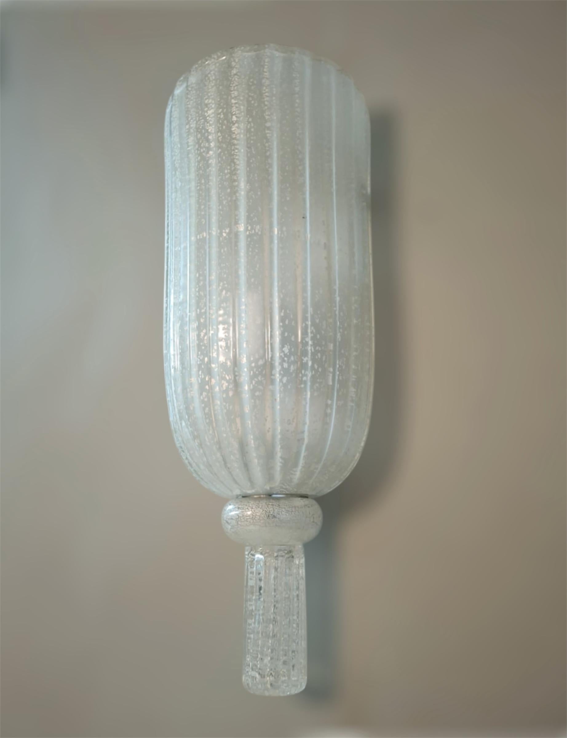 Coppia di lampade di Murano in argento smerigliato di Seguso In condizioni buone in vendita a Los Angeles, CA