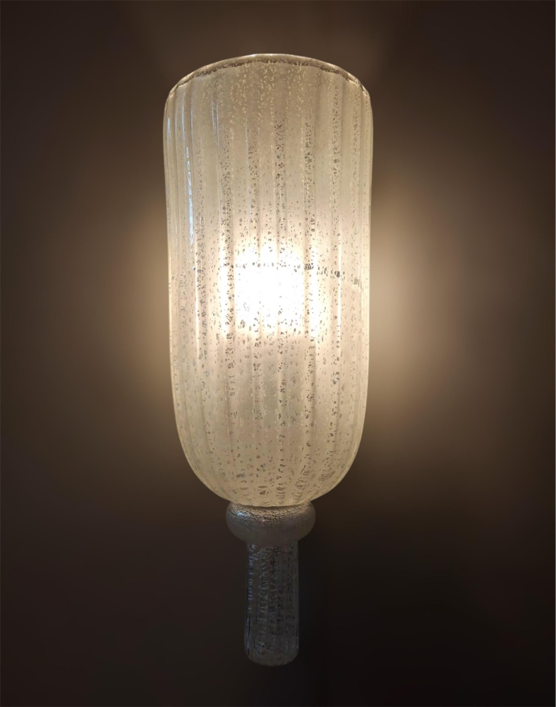 Coppia di lampade di Murano in argento smerigliato di Seguso in vendita 1