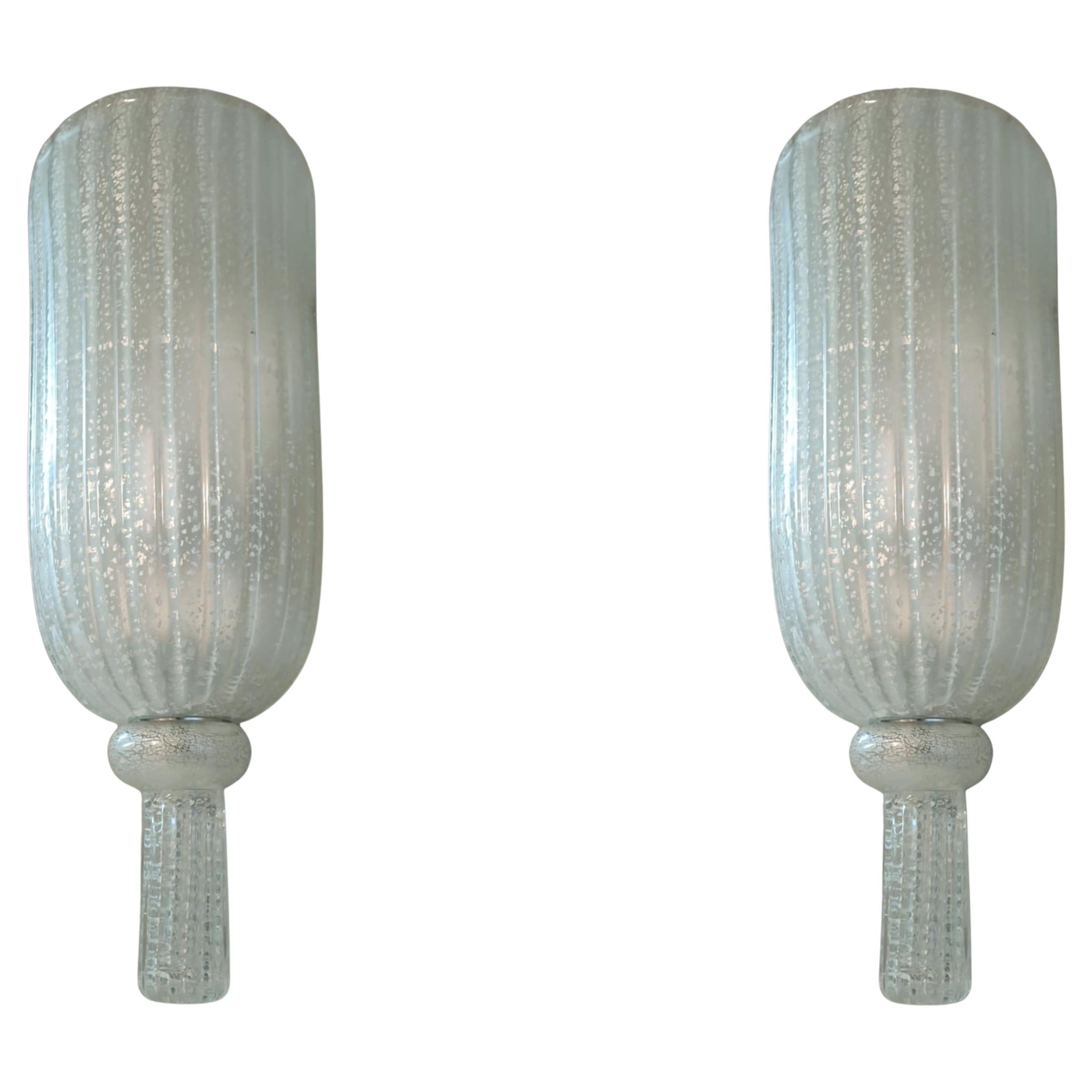 Paar mattierte Murano-Konsolen aus Silber von Seguso
