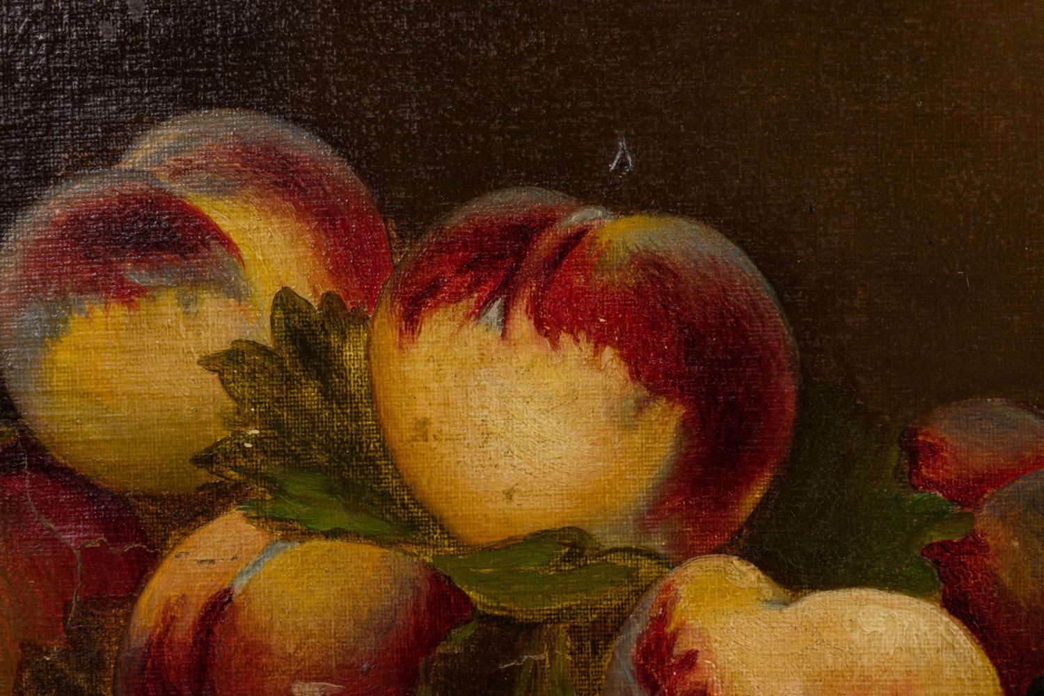 Paar Obst mit Krug Stillleben Gemälde (Vergoldet) im Angebot