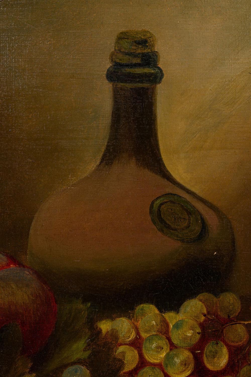 Paar Obst mit Krug Stillleben Gemälde im Zustand „Gut“ im Angebot in Queens, NY