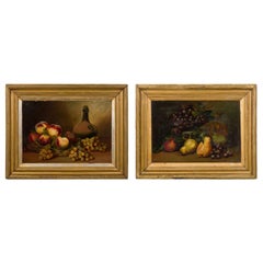 Pair of Fruit with a Jug Still Life Paintings