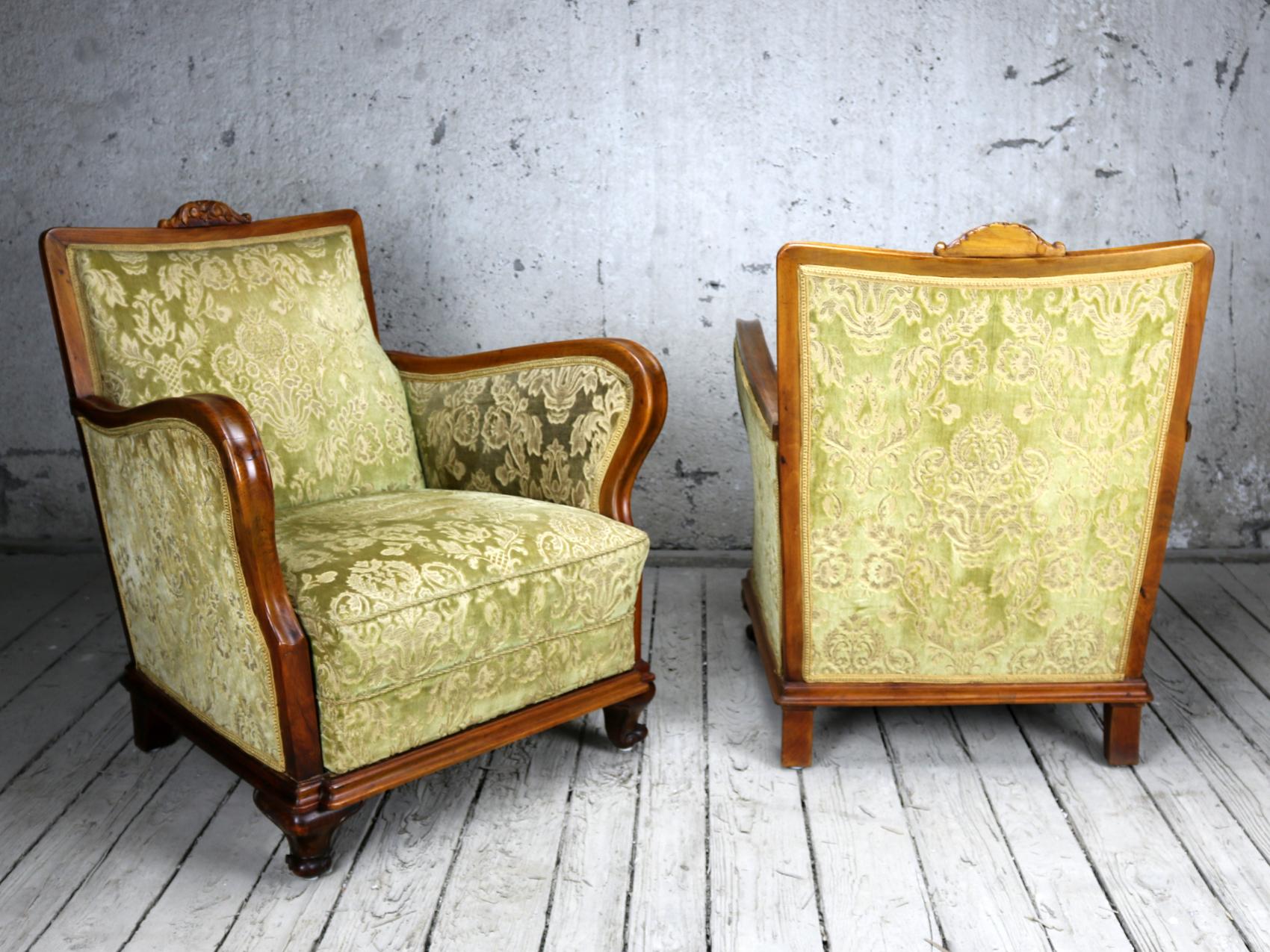 Late 19th Century Pair of Fruitwood Armchairs, circa 1900