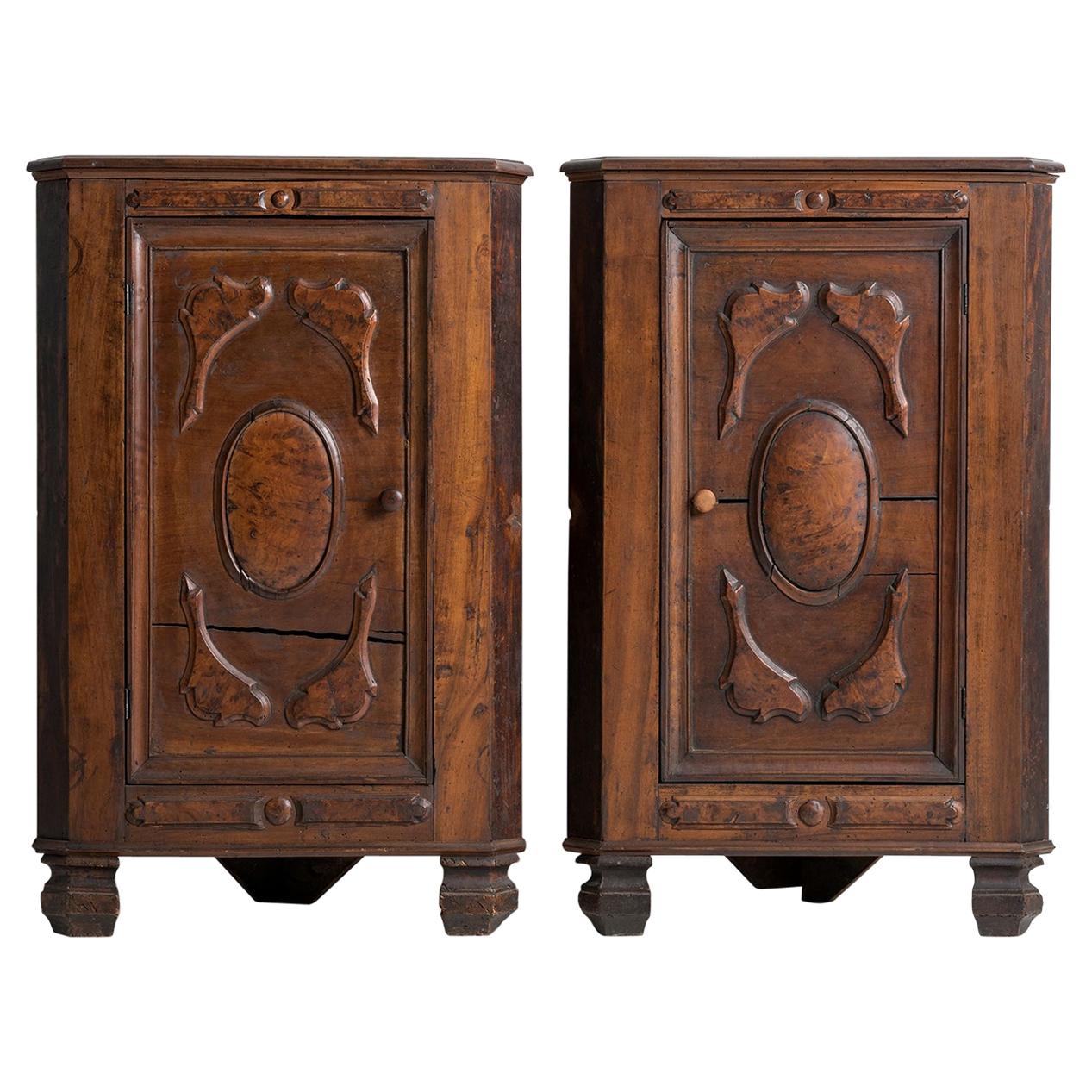 Pair of Fruitwood Corner Cabinets