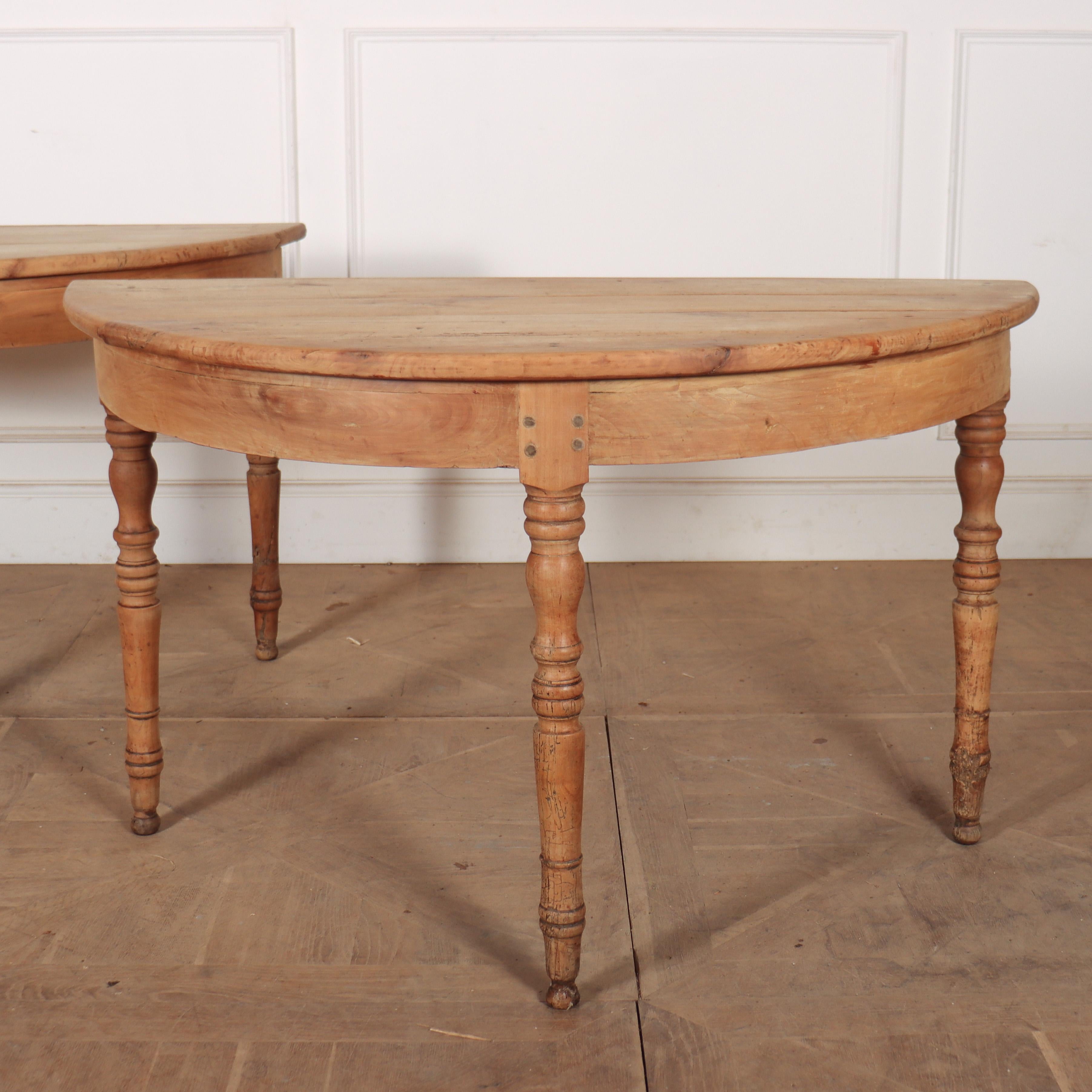 Good pair of 19th C French fruitwood demi-lune console tables. 1860.

Reference: 8269

Dimensions
48 inches (122 cms) Wide
22 inches (56 cms) Deep
28.5 inches (72 cms) High