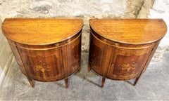 Pair of Painted Fruitwood Demilune Cabinets by Imperial of Grand Rapids