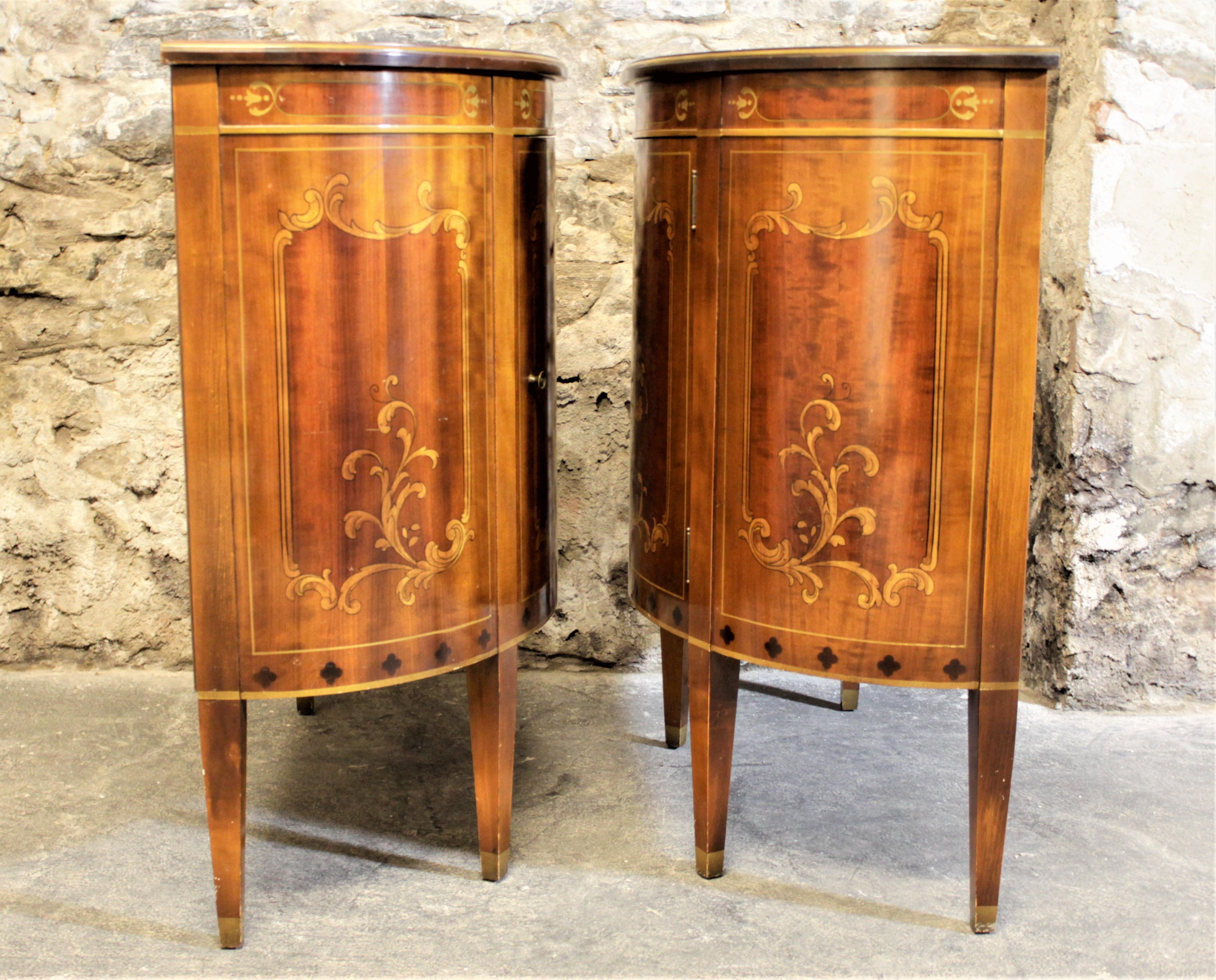 American Classical Pair of Painted Fruitwood Demilune Cabinets by Imperial of Grand Rapids