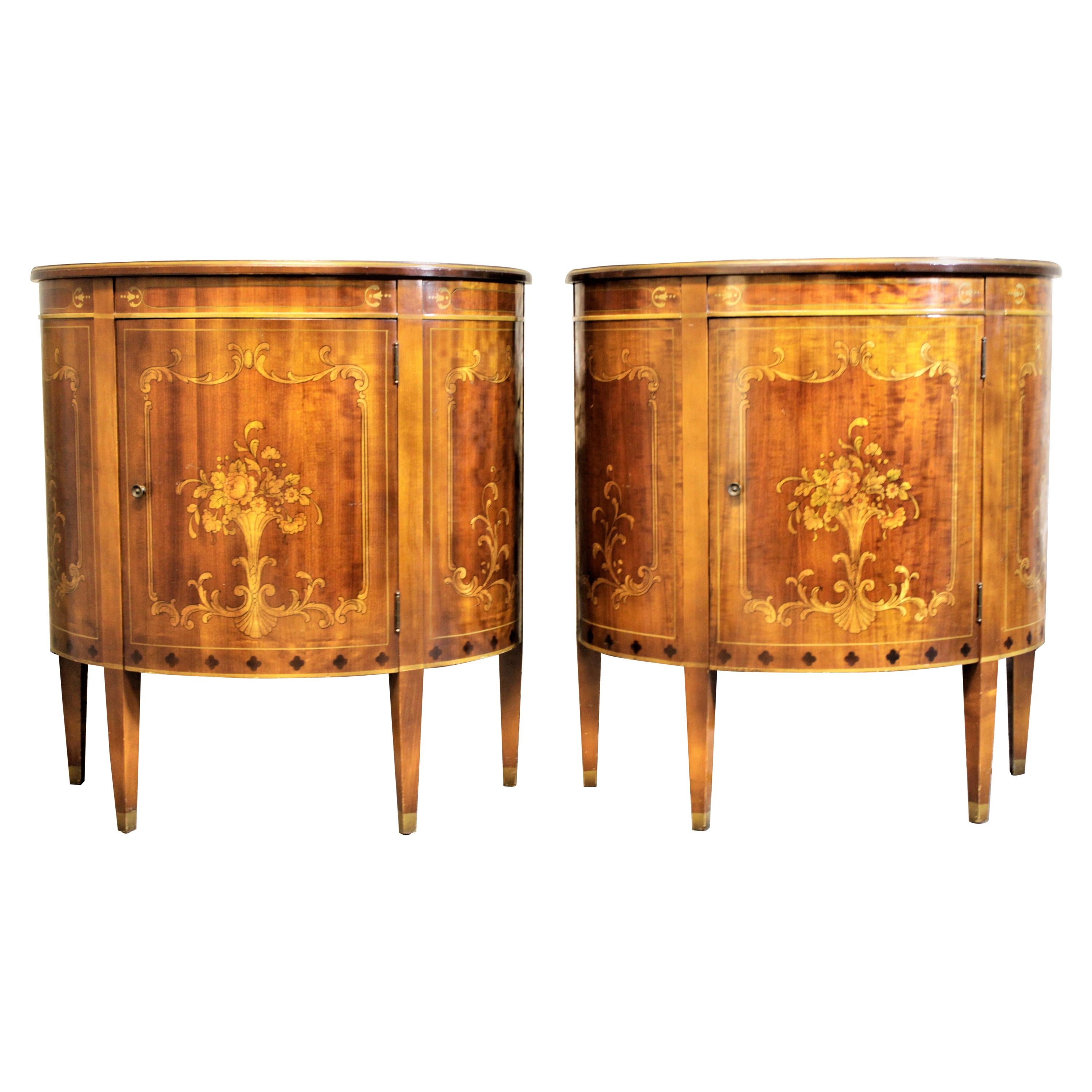 Pair of Painted Fruitwood Demilune Cabinets by Imperial of Grand Rapids