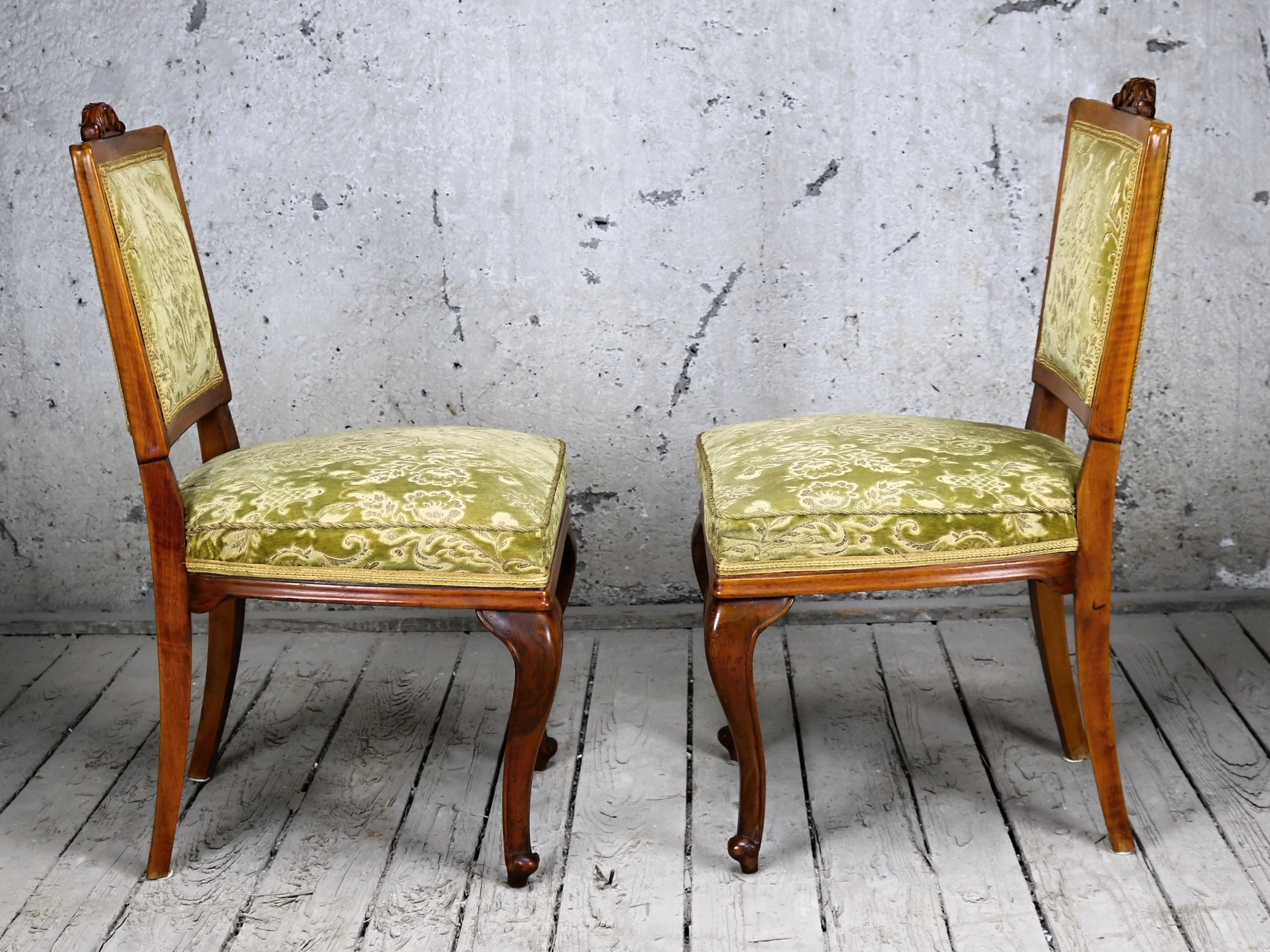 Hungarian Pair of Fruitwood Side Chairs, circa 1900