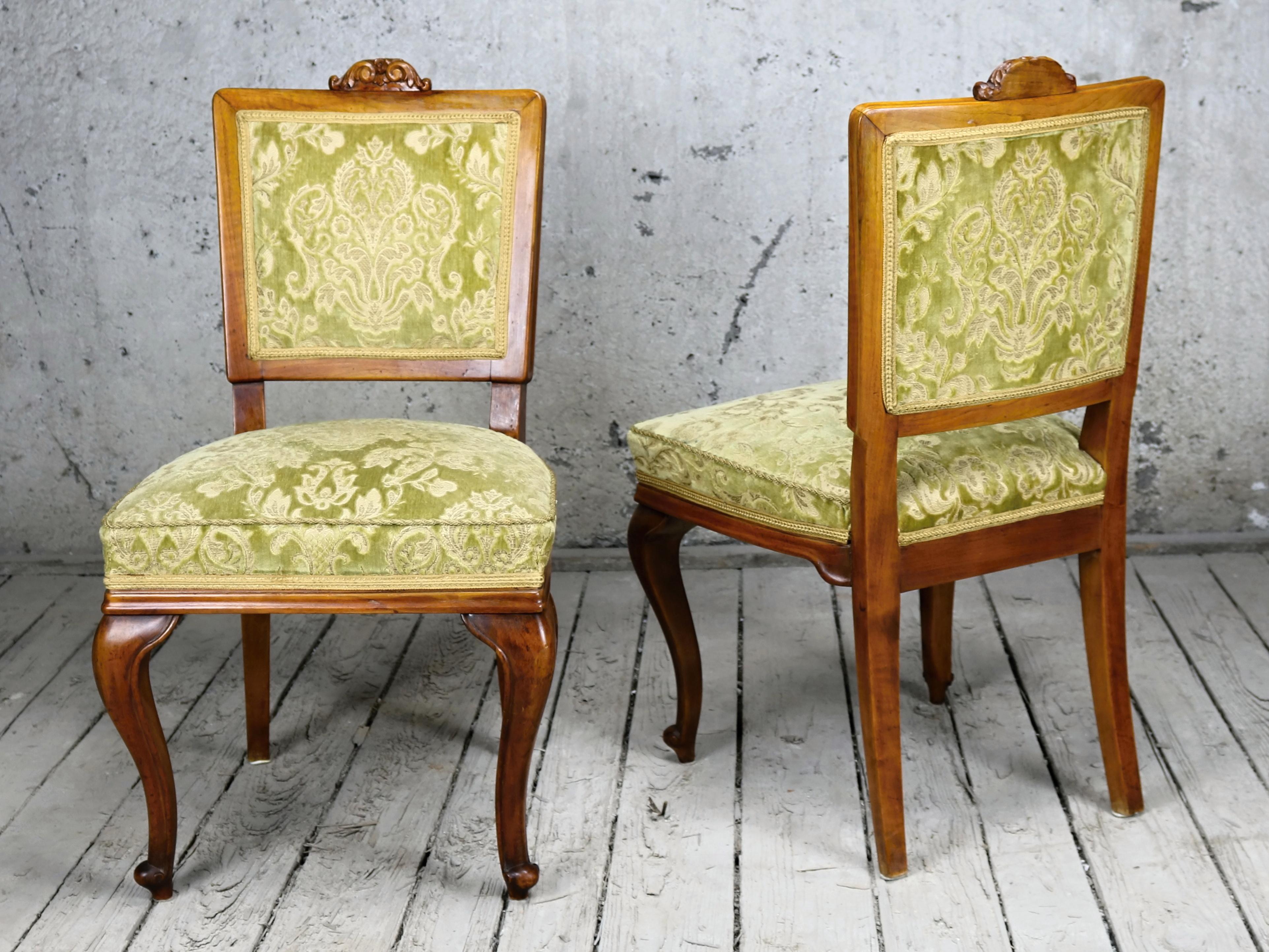 Carved Pair of Fruitwood Side Chairs, circa 1900