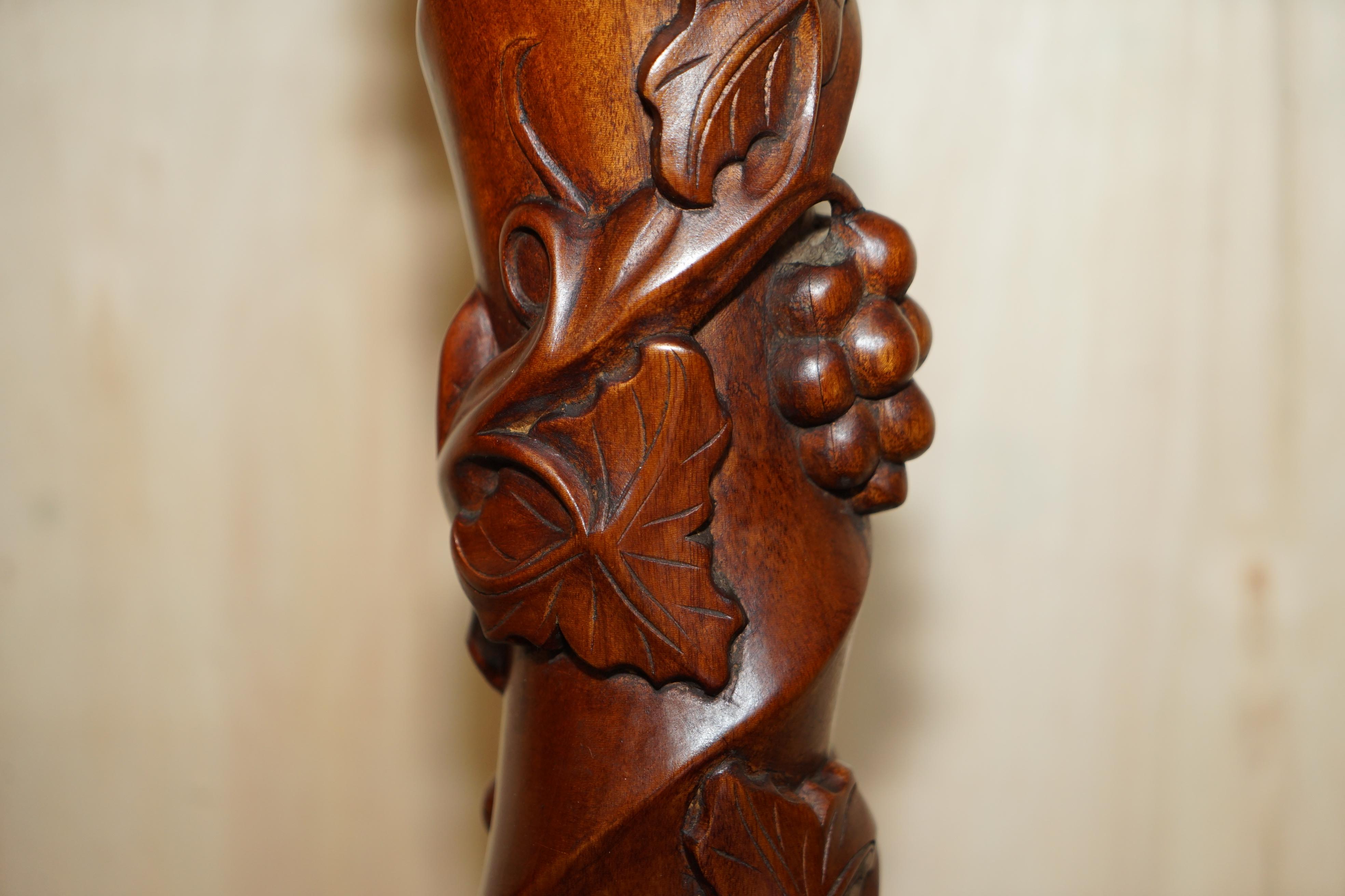 Pair of Fruitwood Vine Hand Carved Jardiniere Display Stands Claw & Ball Feet For Sale 6