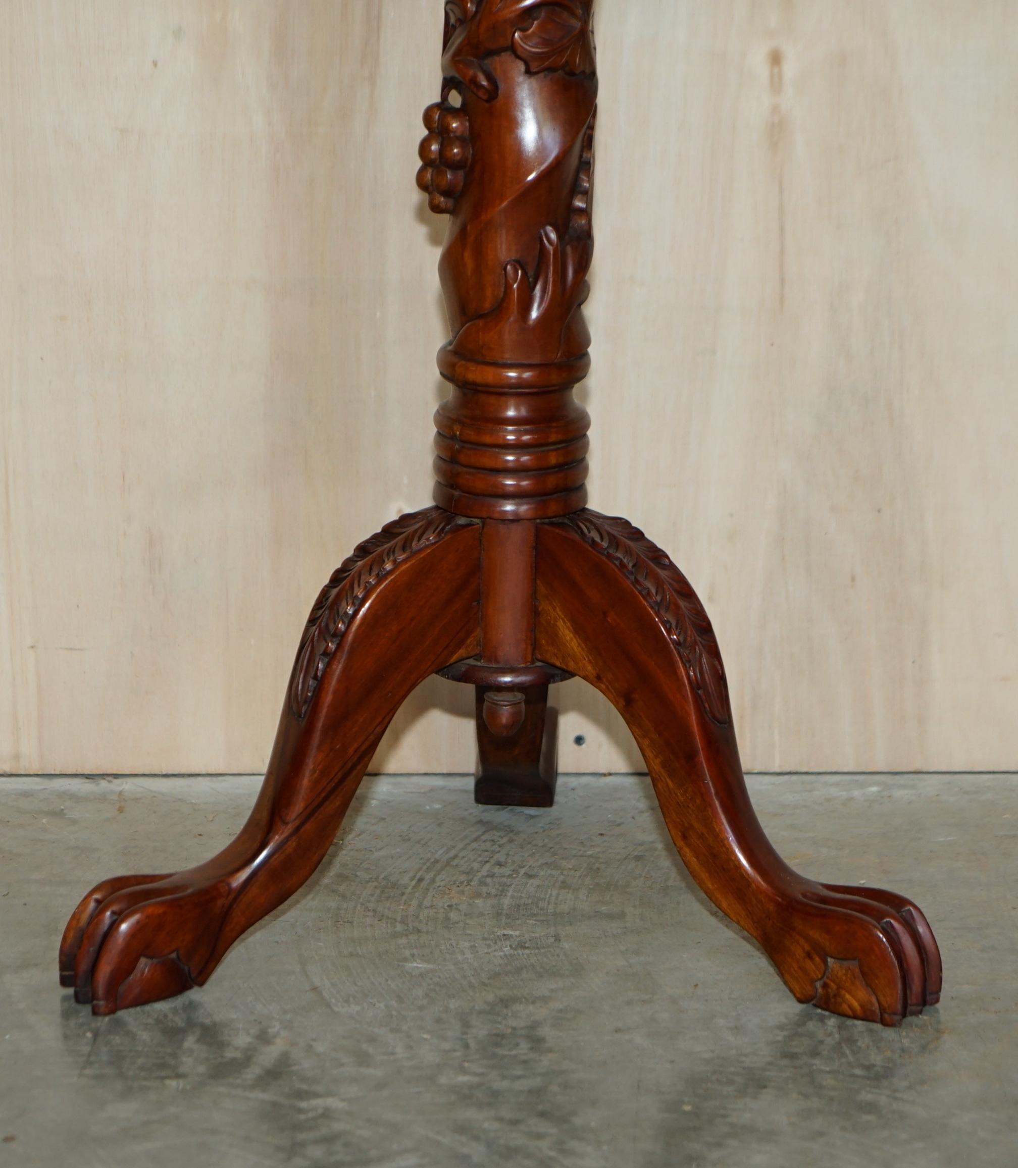 Pair of Fruitwood Vine Hand Carved Jardiniere Display Stands Claw & Ball Feet For Sale 7
