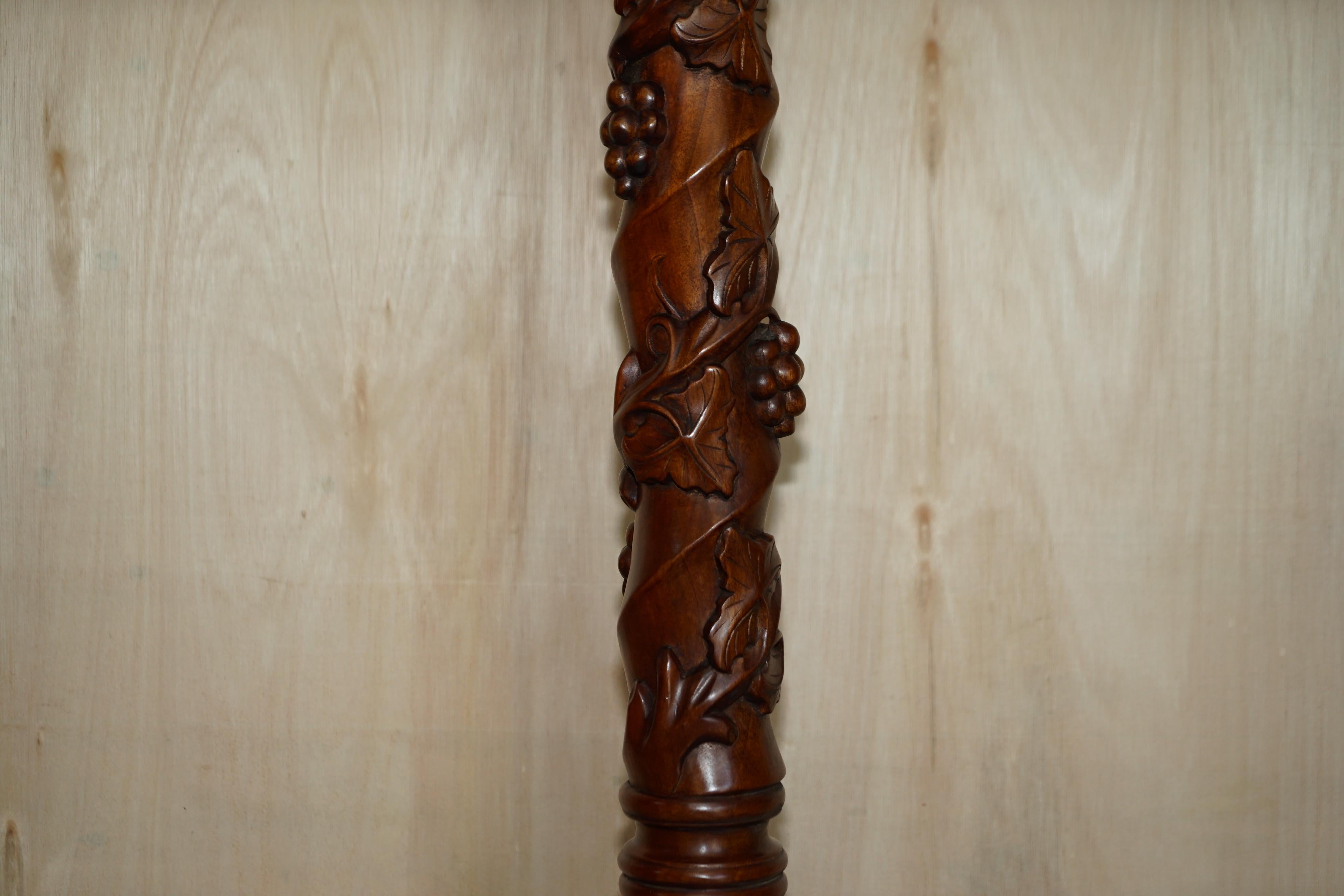 Pair of Fruitwood Vine Hand Carved Jardiniere Display Stands Claw & Ball Feet For Sale 2
