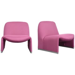 Pair of Fuchsia Alky Armchairs by Giancarlo Piretti for Castelli, Italy, 1970s