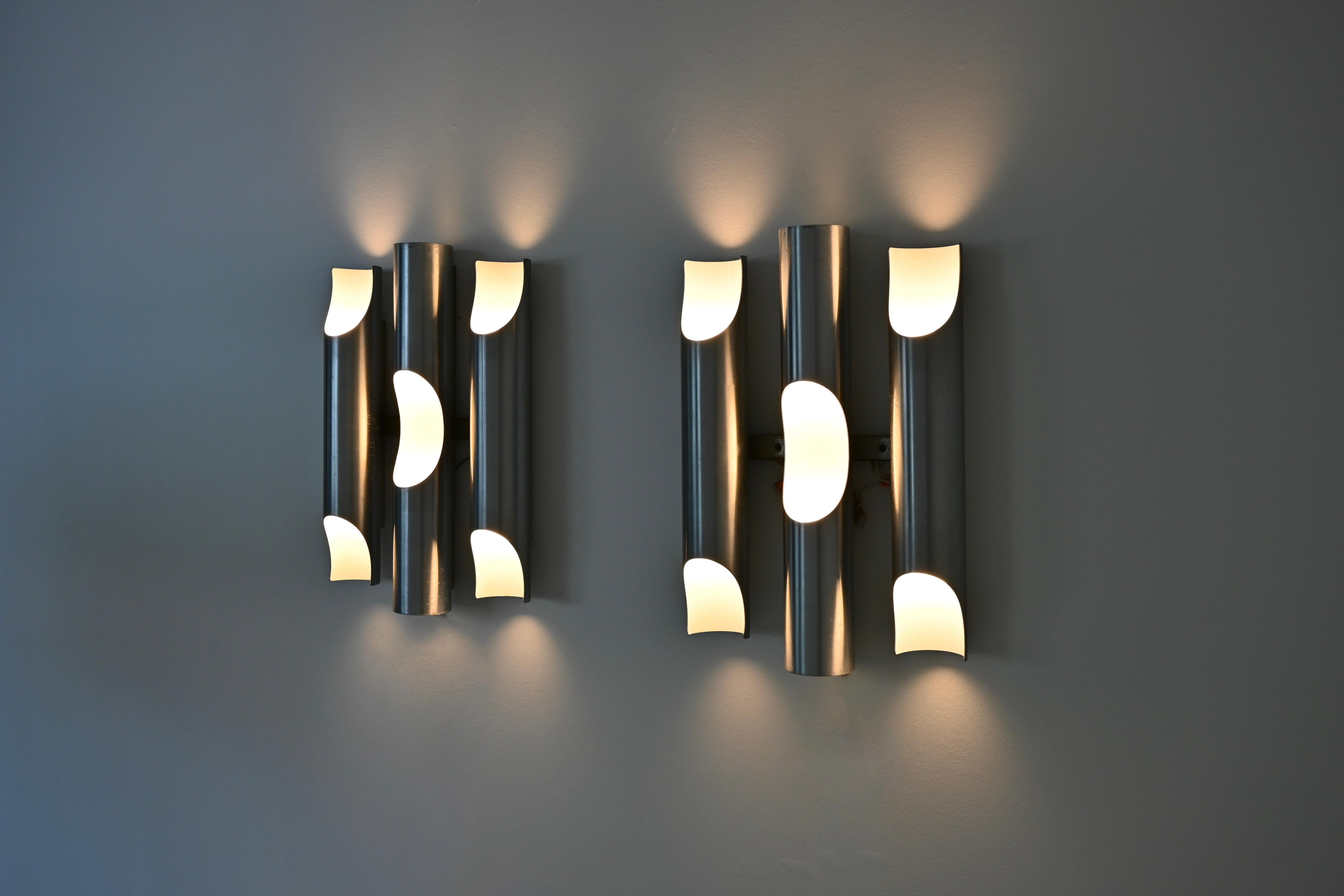 Metal Pair of Fuga Wall Lamps by Maija Liisa Komulainen for Raak, 1970s