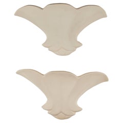 Pair of Fulham Pottery Wall Pocket Vases, Unglazed, 1940s, England, Rare