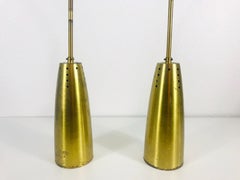 Pair of Full Brass Mid-Century Modern Pendant Lamps, 1950s, Germany