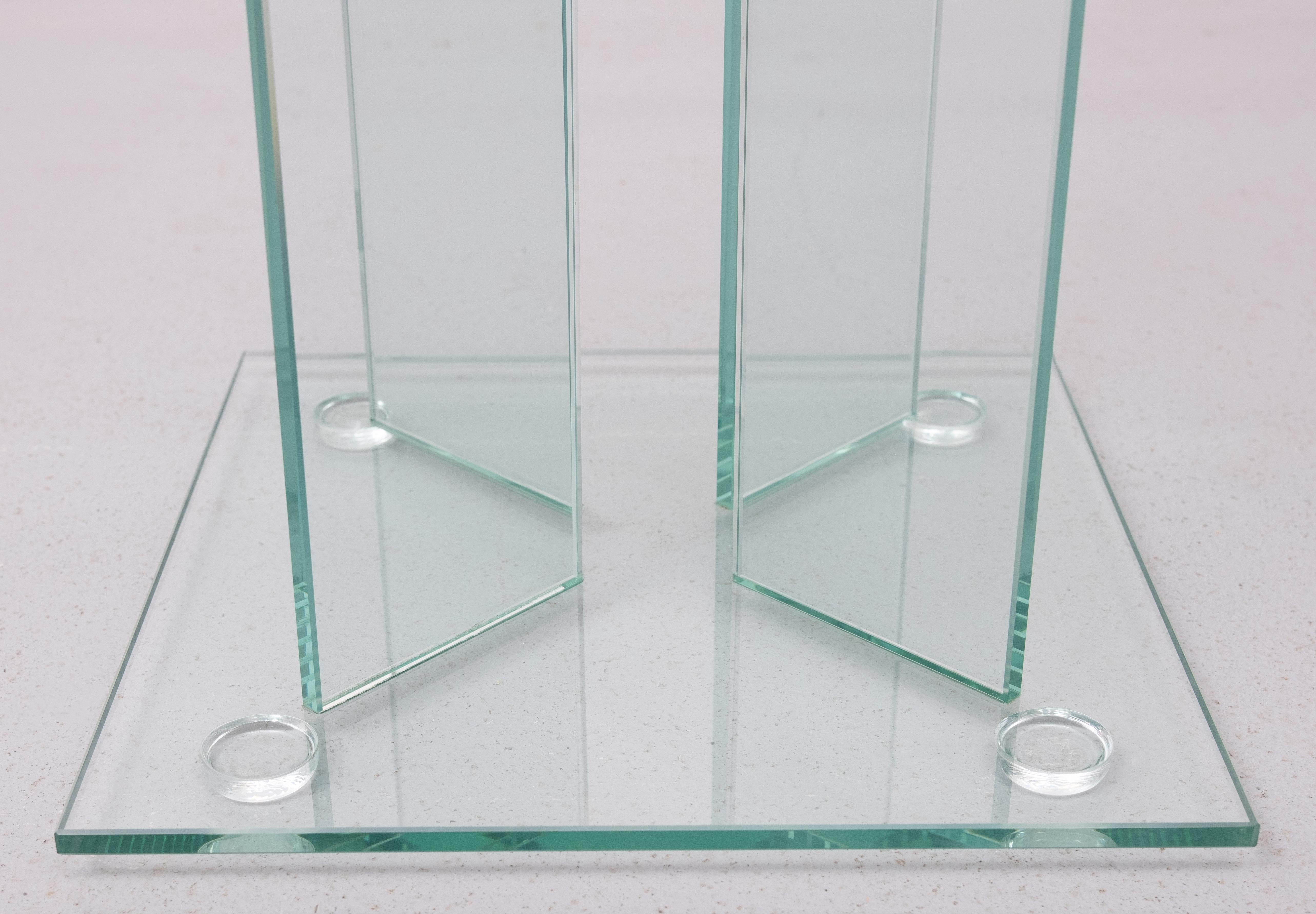 Pair of full Glass side tables or Sofa tables 1980s In Good Condition For Sale In Den Haag, NL