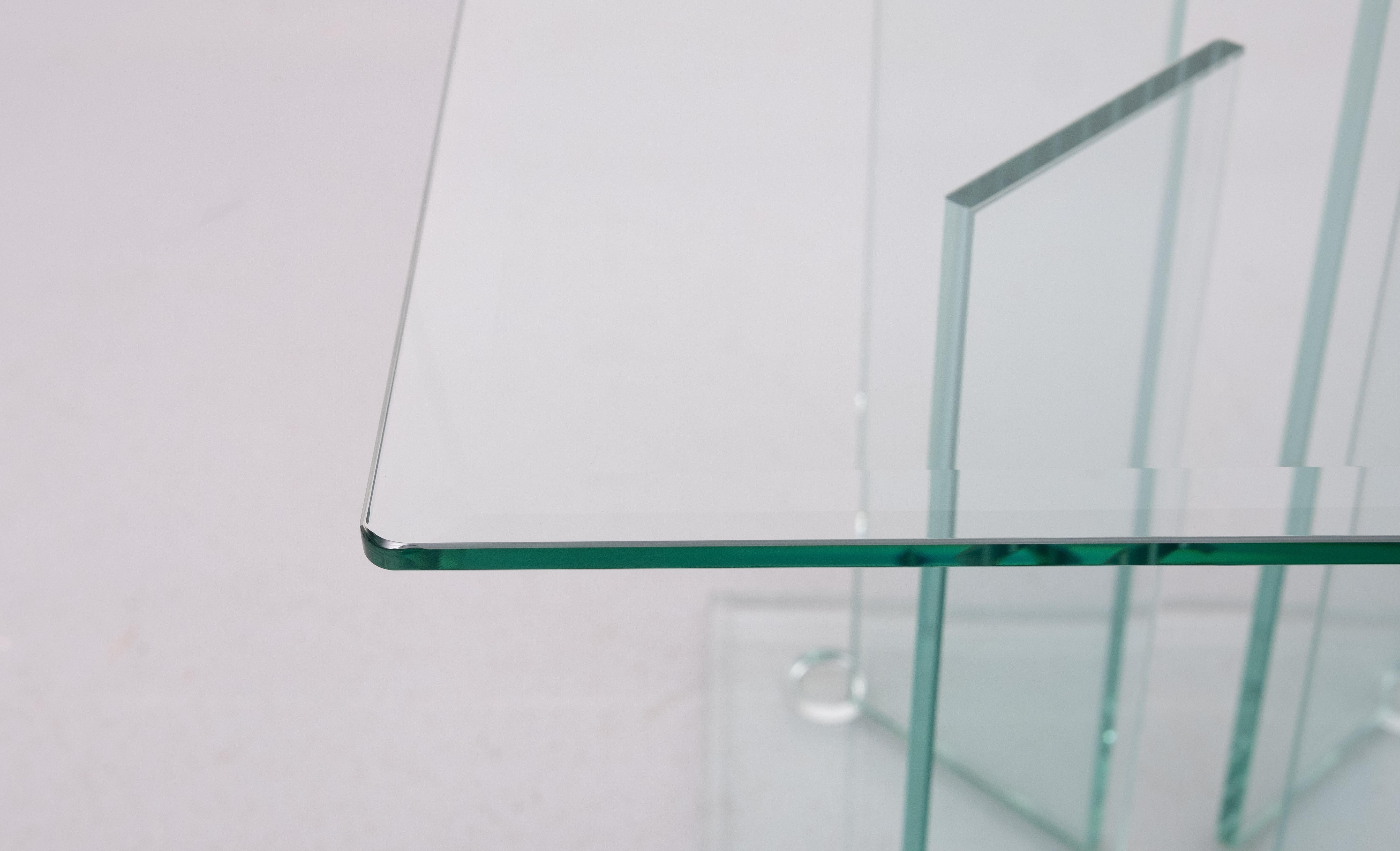 Late 20th Century Pair of full Glass side tables or Sofa tables 1980s For Sale