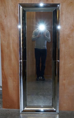 Pair of Full Length Cushion Framed Wall Mirrors with Curved Frames