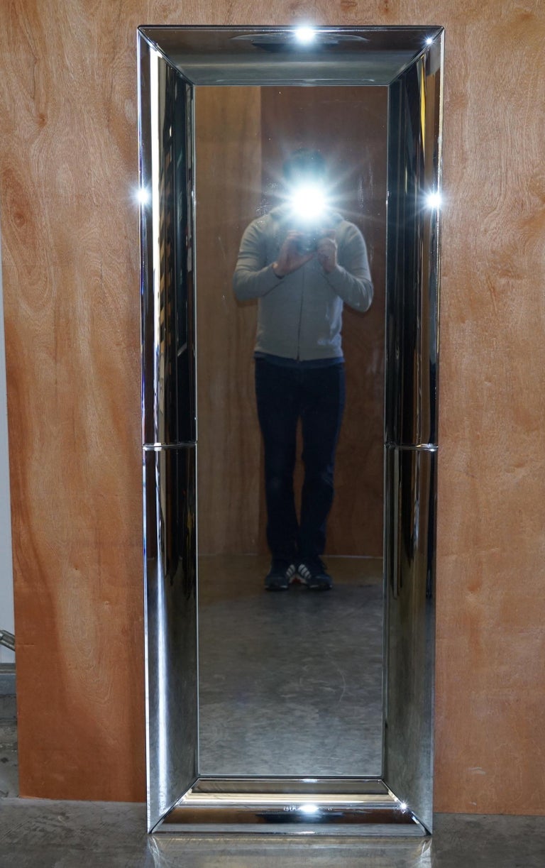 Pair of Full Length Cushion Framed Wall Mirrors with Curved Frames For