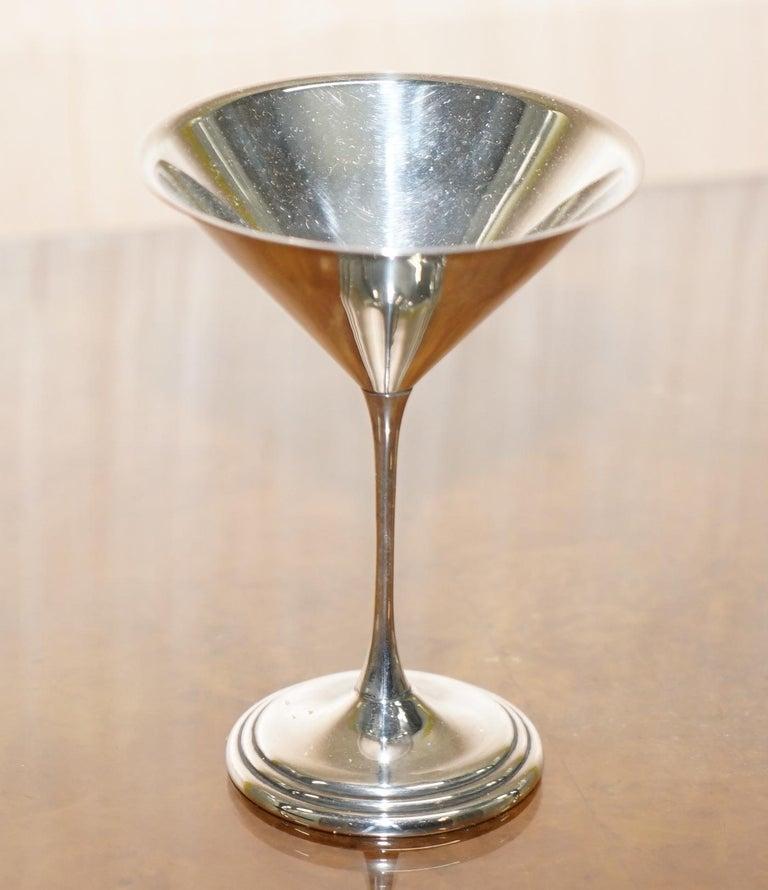 Women's or Men's Pair of Fully Hallmarked Sterling Silver Sheffield Made 1996 Martini Glasses For Sale