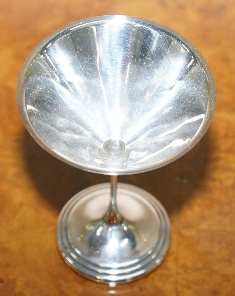 Pair of Fully Hallmarked Sterling Silver Sheffield Made 1996 Martini Glasses For Sale 2