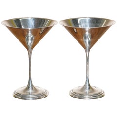 Pair of Fully Hallmarked Sterling Silver Sheffield Made 1996 Martini Glasses