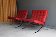 Pair of Fully labeled Barcelona Chairs by L. Mies Van Der Rohe for Knoll