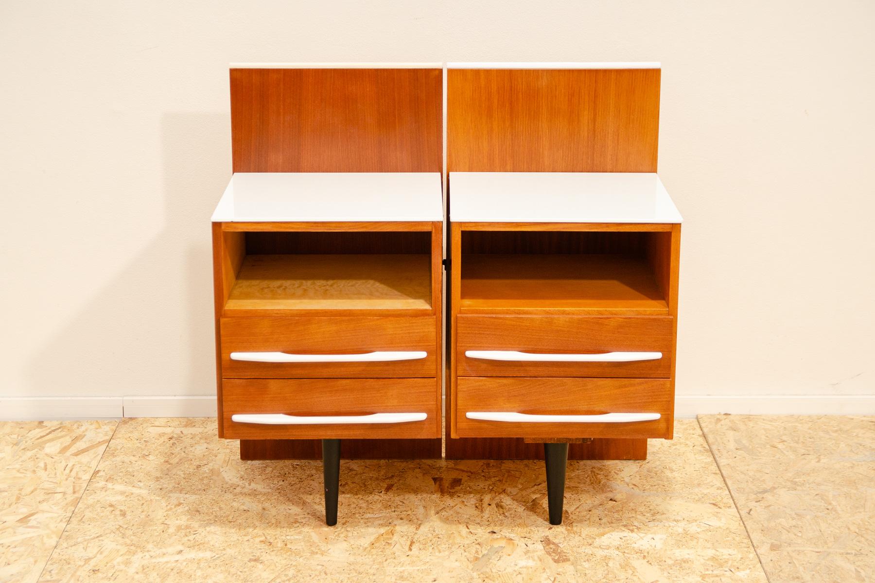 Pair of fully renovated bedside tables by Mojmír Požár, 1960´s, Czechoslovakia For Sale 12