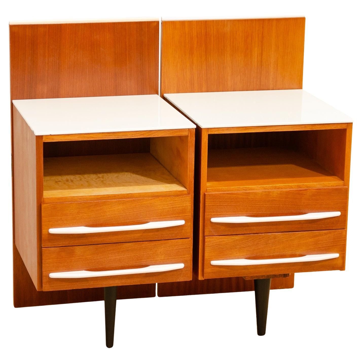 Pair of fully renovated bedside tables by Mojmír Požár, 1960´s, Czechoslovakia For Sale