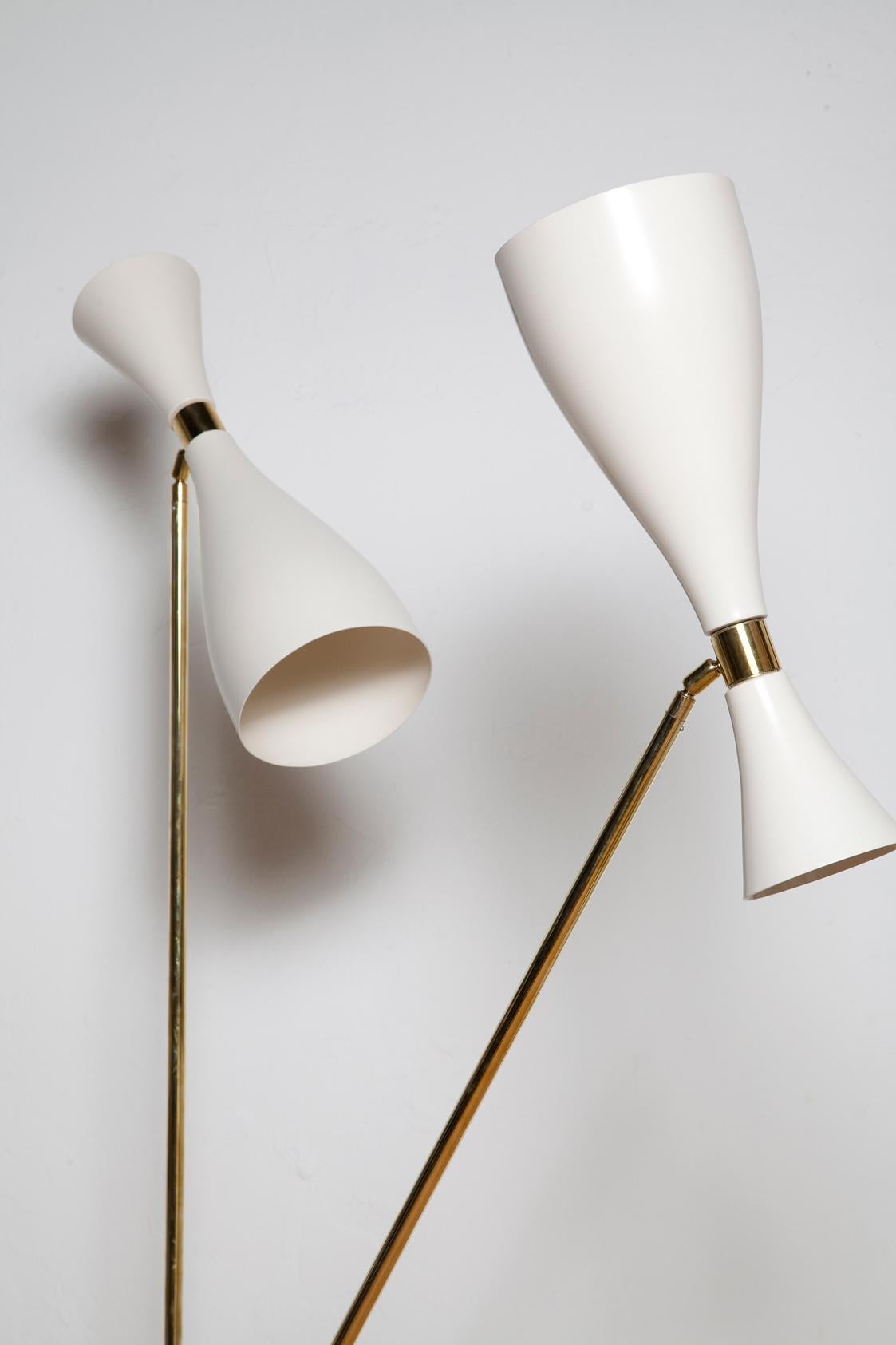 Mid-20th Century Pair of Fully Restored 1950s Italian Adjustable Floor Lamps