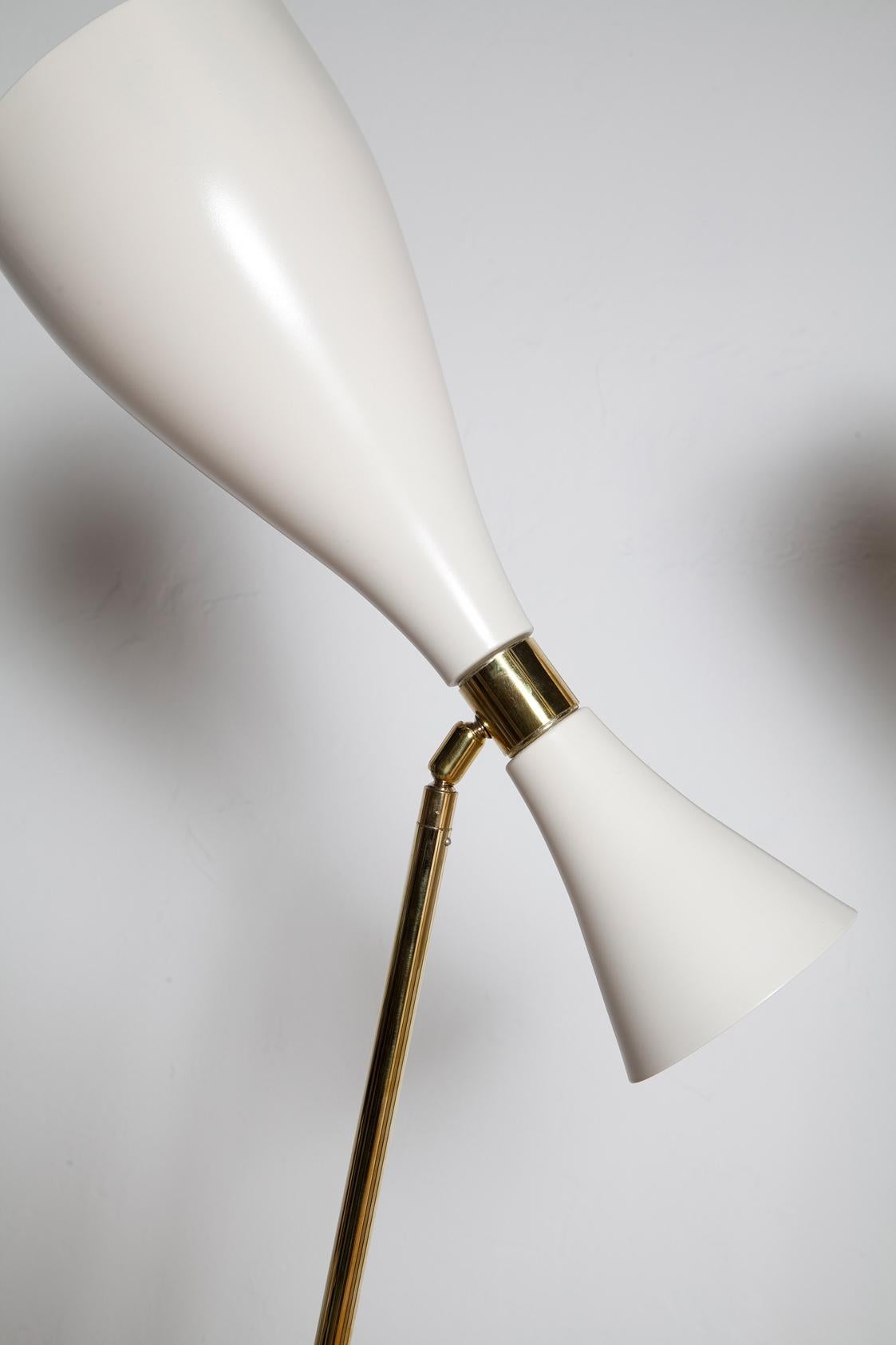 Brass Pair of Fully Restored 1950s Italian Adjustable Floor Lamps