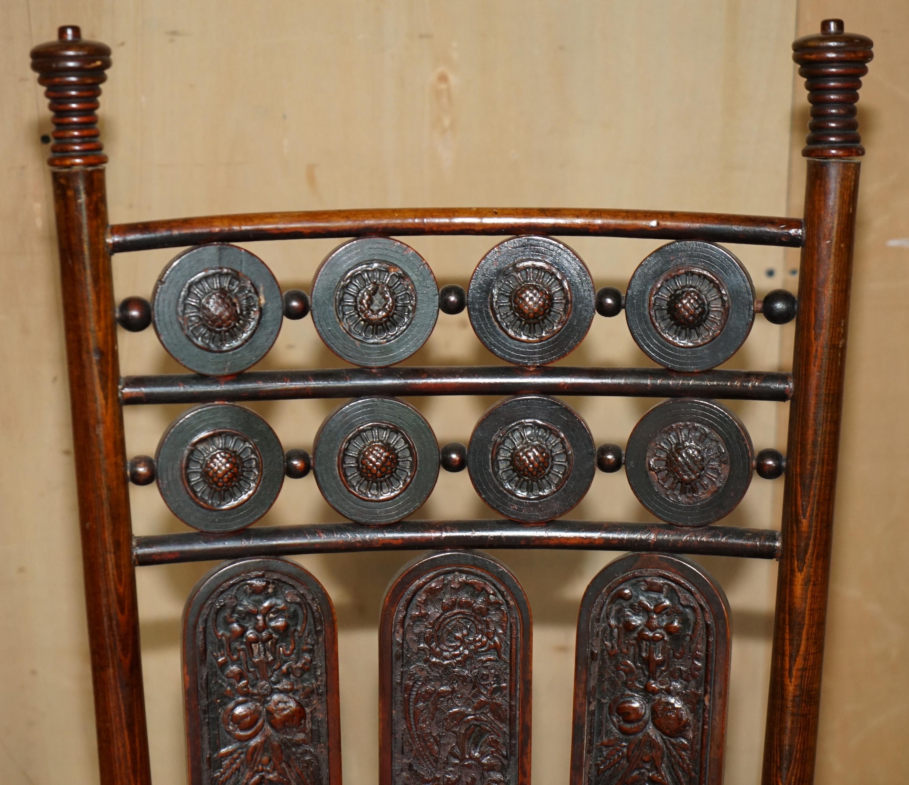 Hand-Crafted PAIR OF FULLY RESTORED ANTIQUE ViCTORIAN BROWN LEATHER HIS & HER ROCKING CHAIRS For Sale