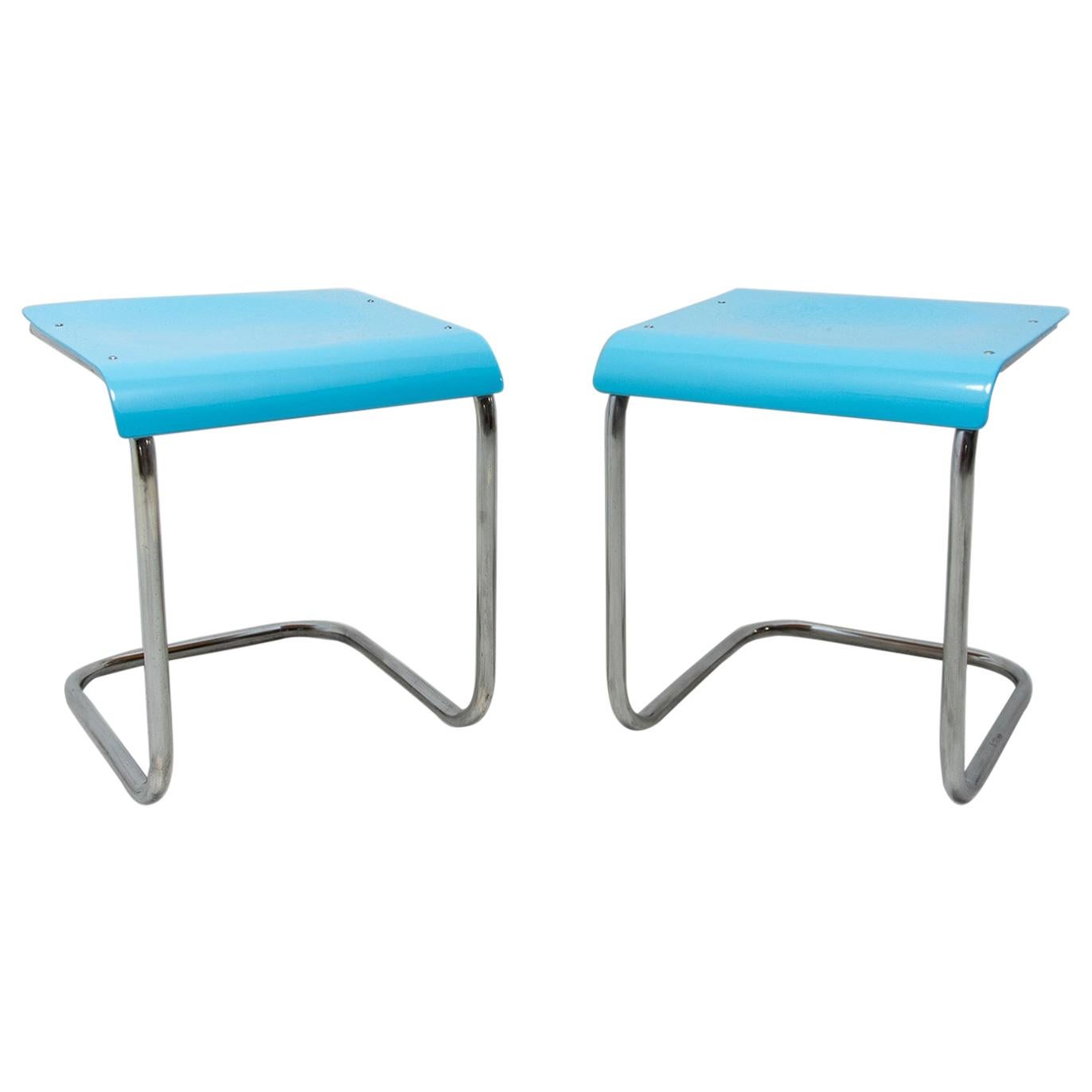 Pair of Fully Restored Cantilever Stools H-22 by Mart Stam for Slezák, 1930s
