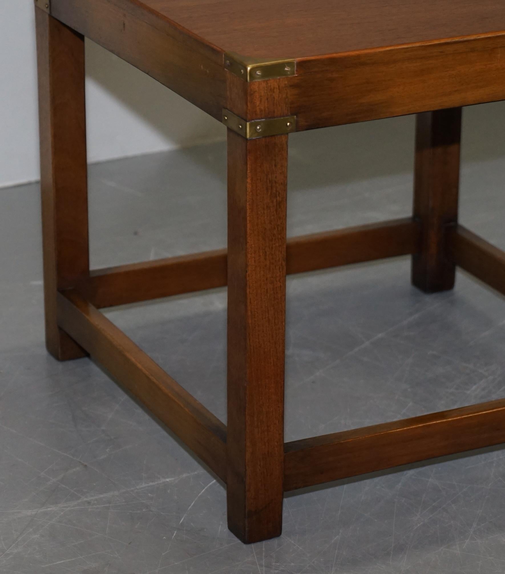 Pair of Fully Restored Harrods Kennedy Hardwood Military Campaign Side Tables 5