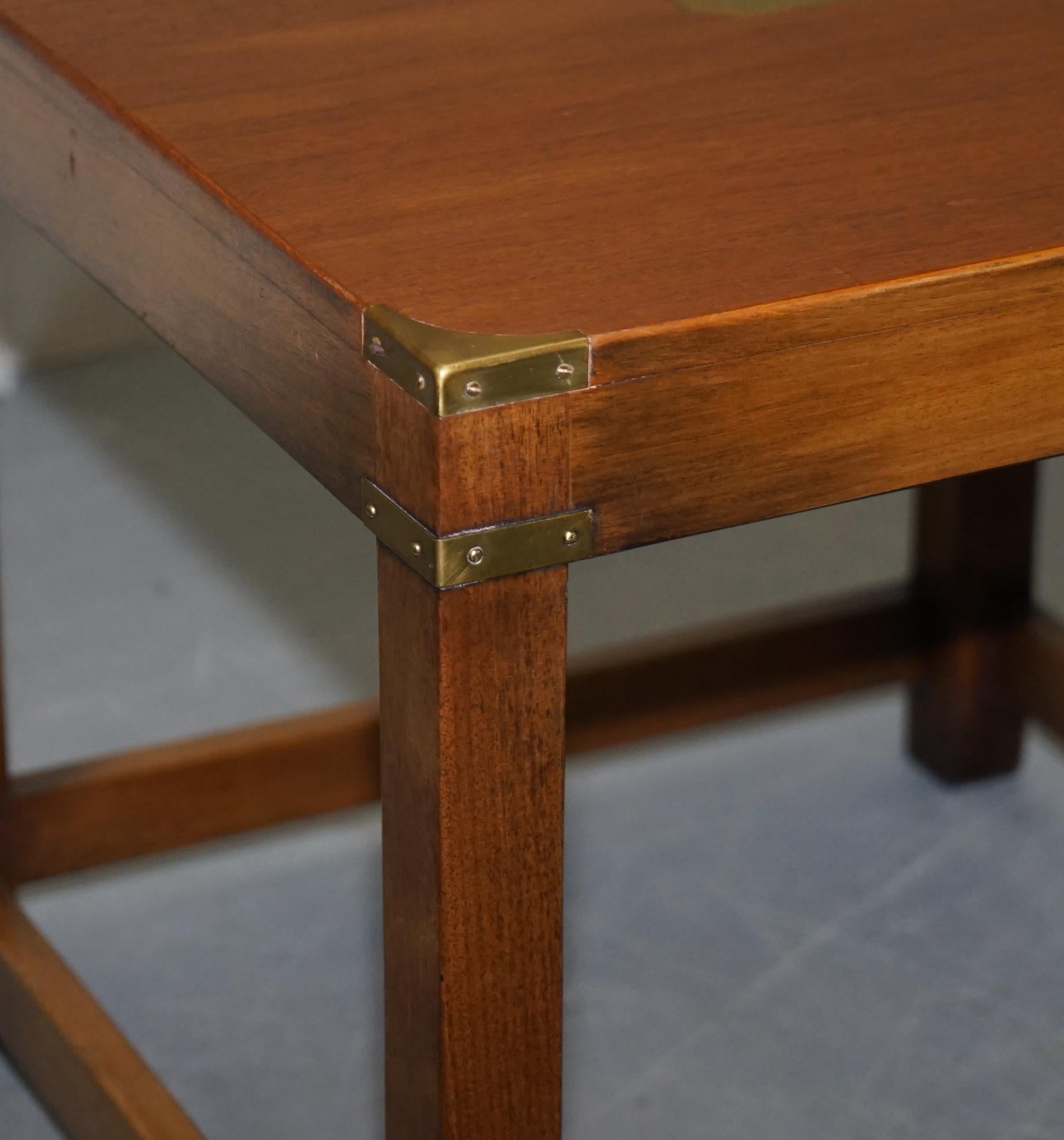 Pair of Fully Restored Harrods Kennedy Hardwood Military Campaign Side Tables 6