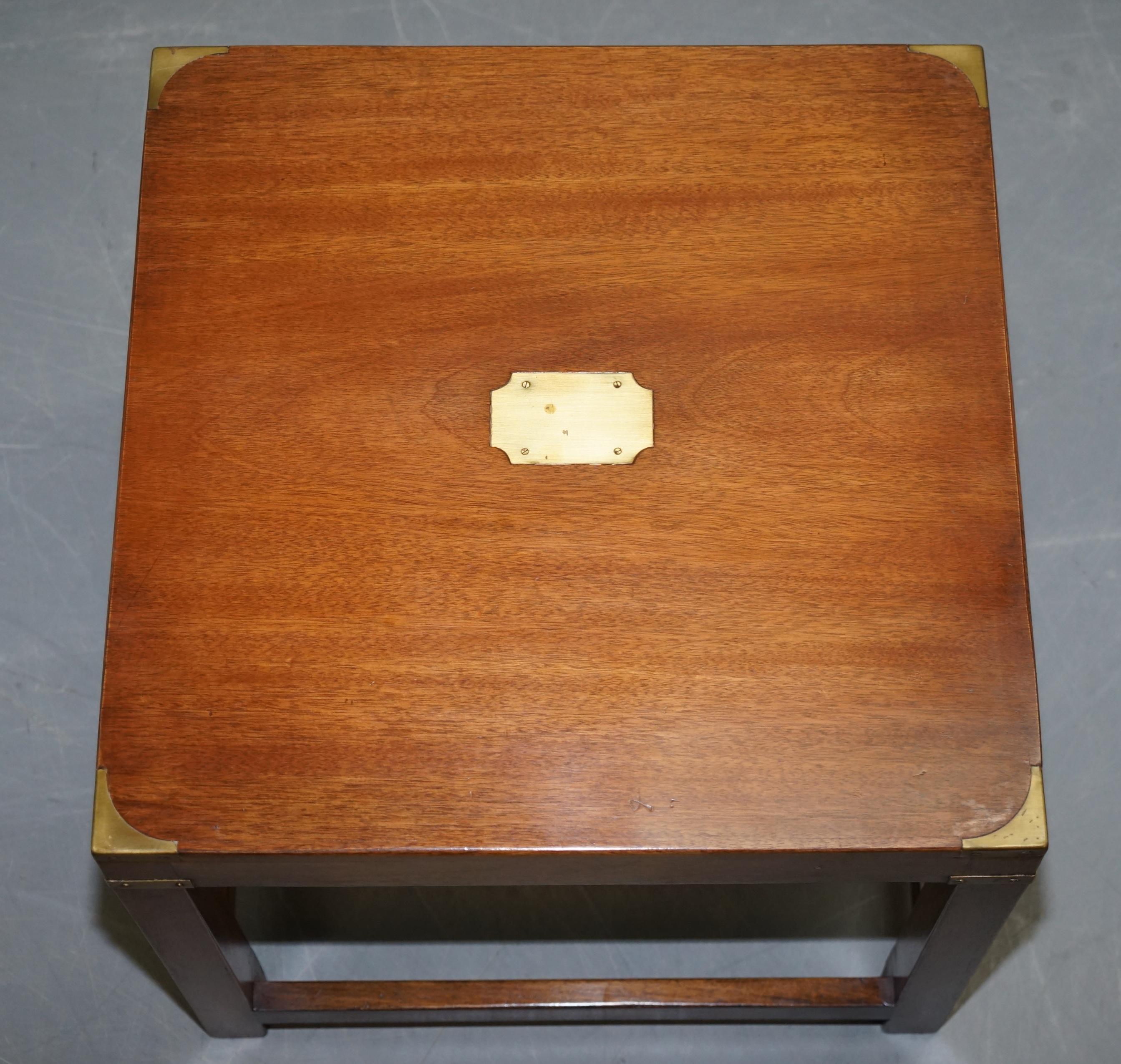 Pair of Fully Restored Harrods Kennedy Hardwood Military Campaign Side Tables 9