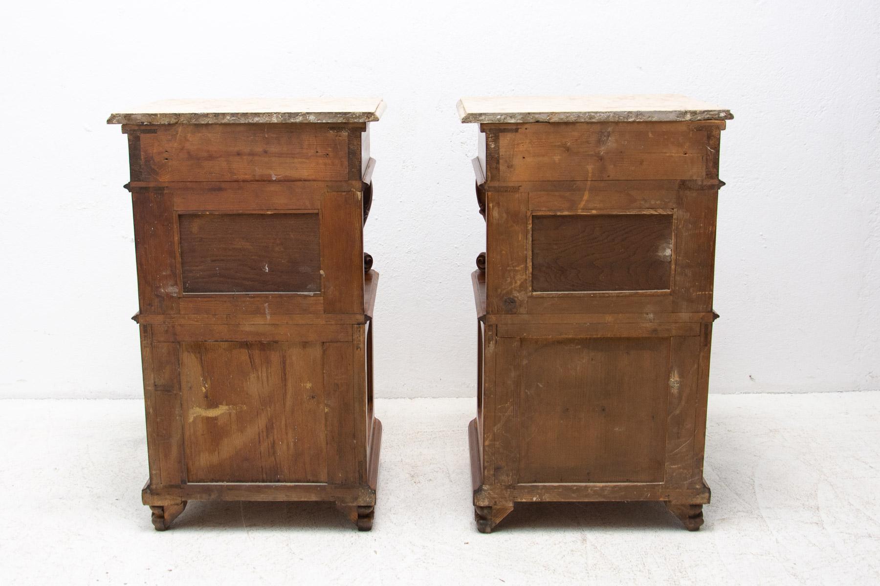 Pair of Fully Restored Historicist Bedside Tables, 1910, Austria For Sale 12