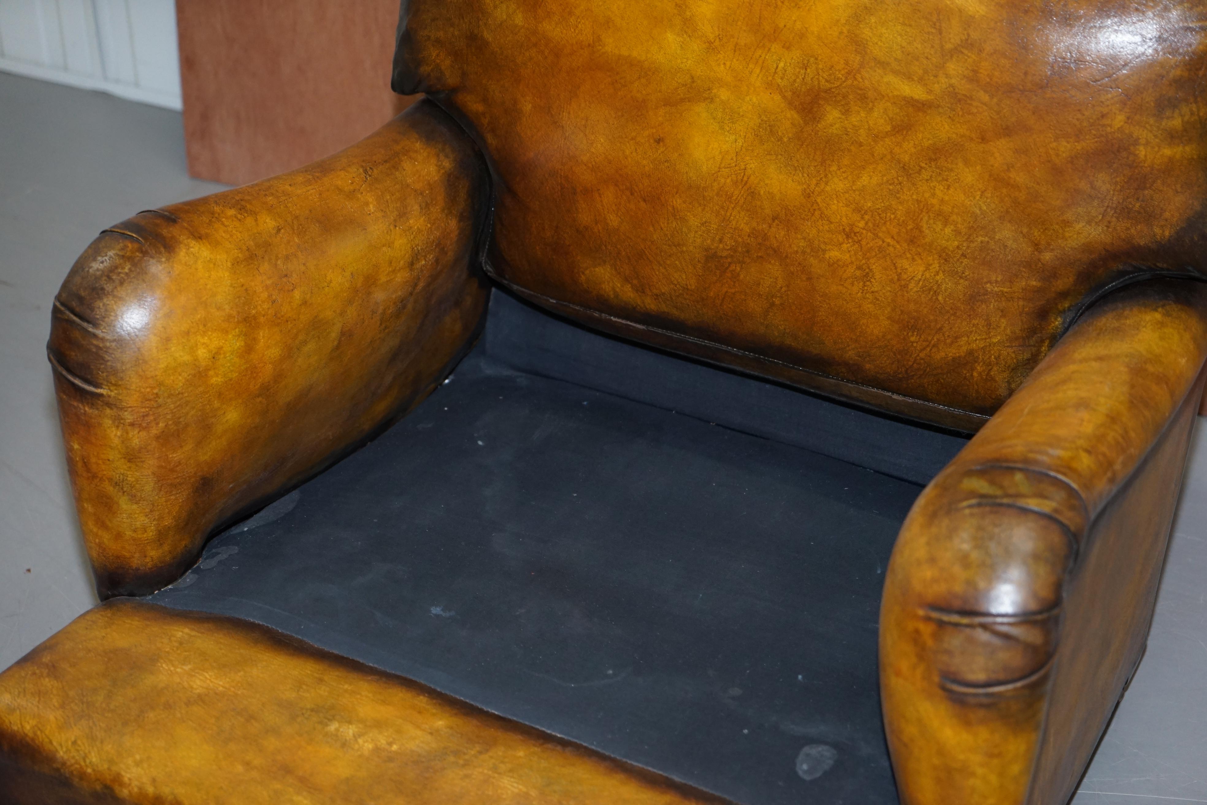 Pair of Fully Restored Howard & Son's Bridgewater Whisky Brown Leather Armchairs 3