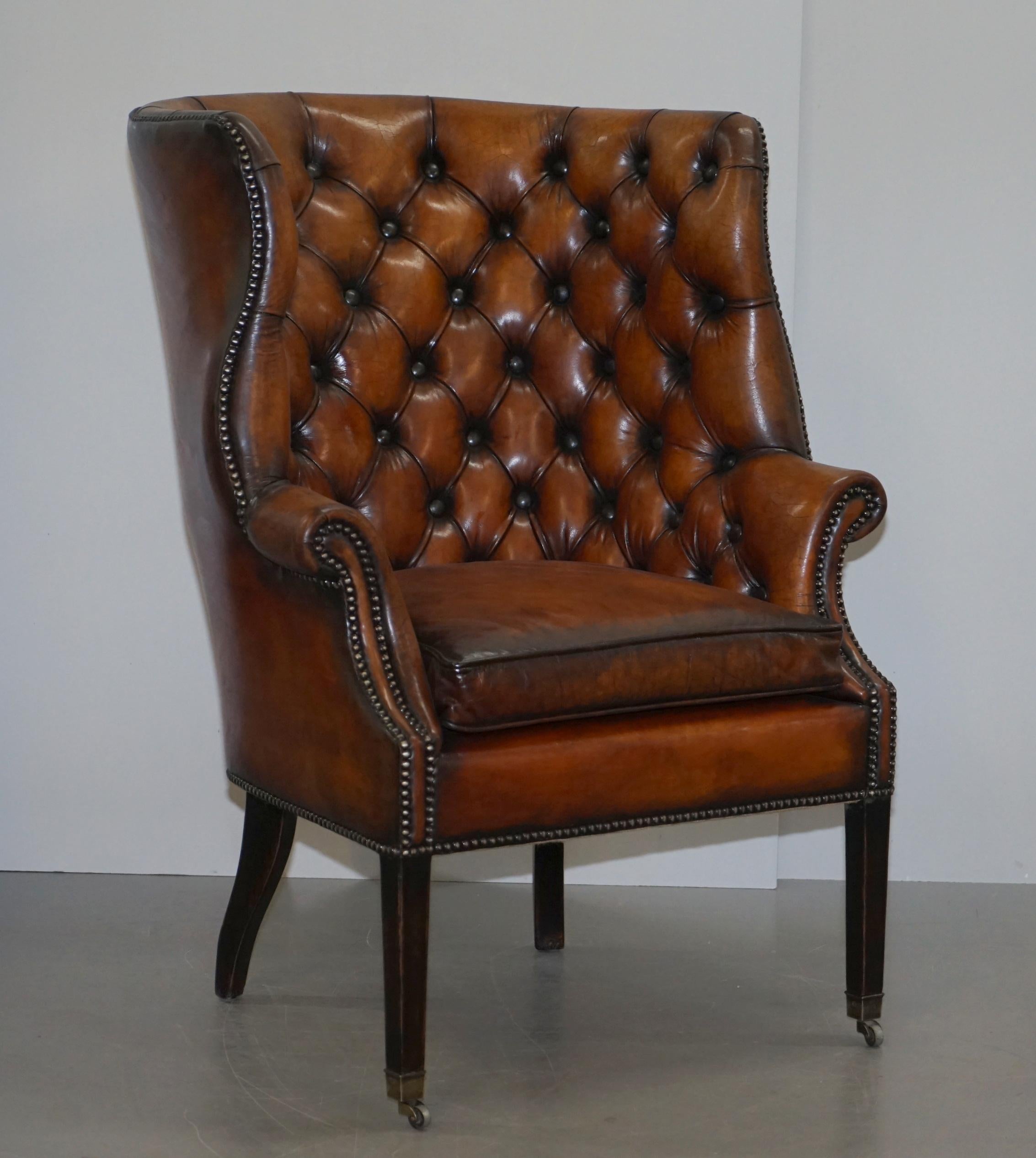 We are delighted to offer for sale this very nice pair of fully restored RRP £23,000 Ralph Lauren hand dyed cigar brown leather porters armchairs

These chairs are rare, they stopped making them many years ago, they are large important looking
