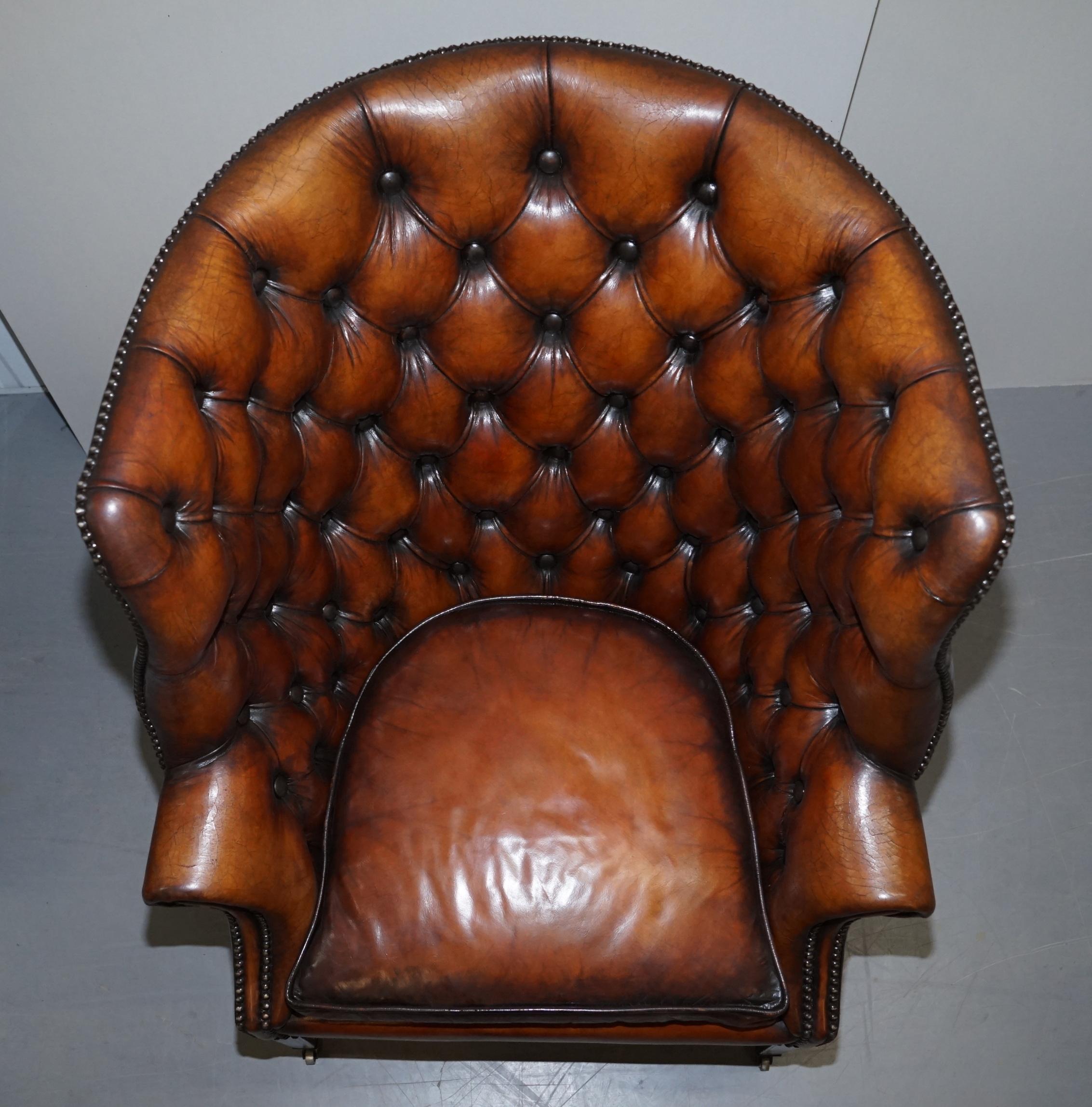 20th Century Pair of Fully Restored Ralph Lauren Whisky Brown Leather Porters Armchairs