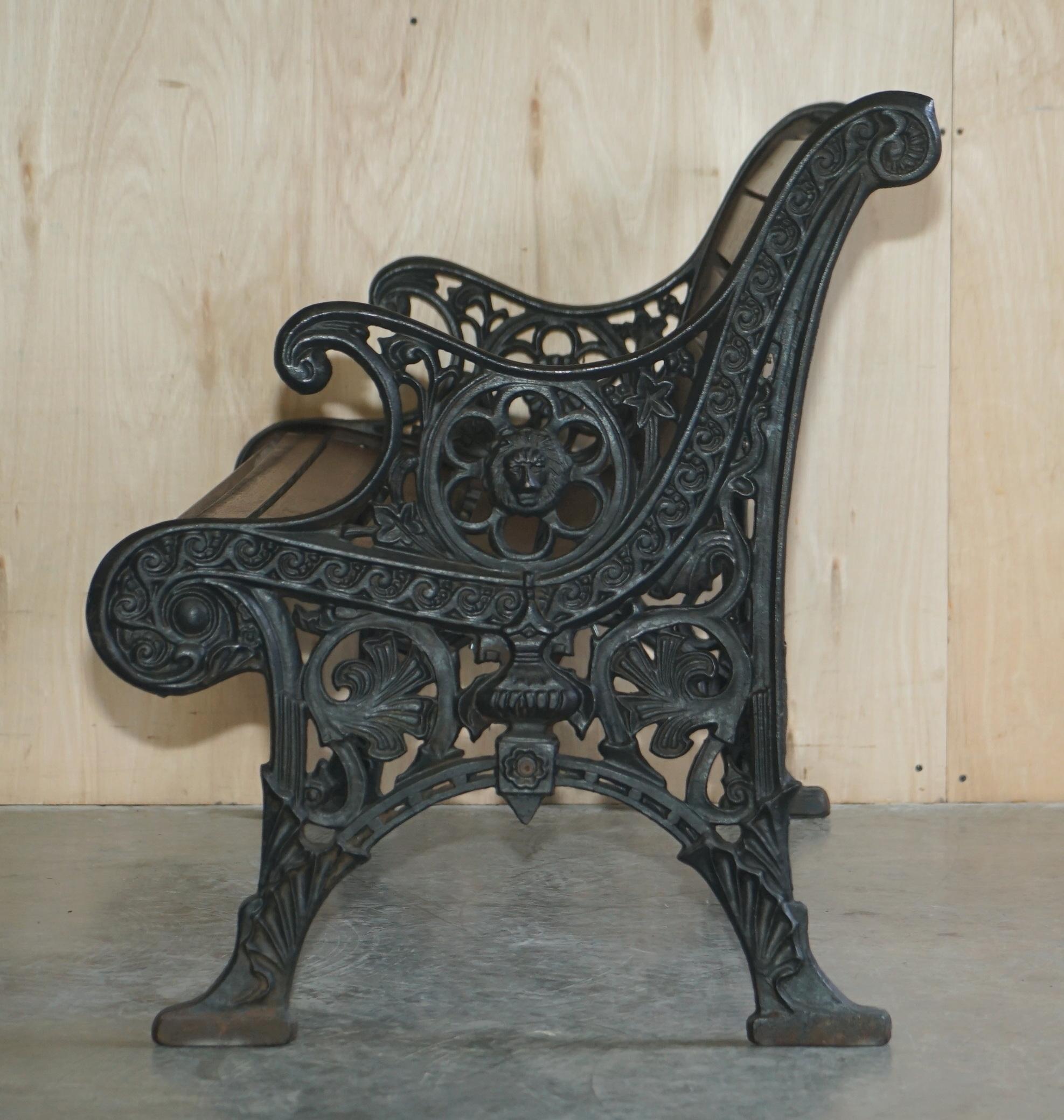 PAIR OF FULLY RESTORED VICTORIAN GARDEN BENCHES WiTH LION'S HEADS NEW TIMBER 8
