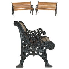 PAIR OF FULLY RESTORED VICTORIAN GARDEN BENCHES WiTH LION'S HEADS NEW TIMBER