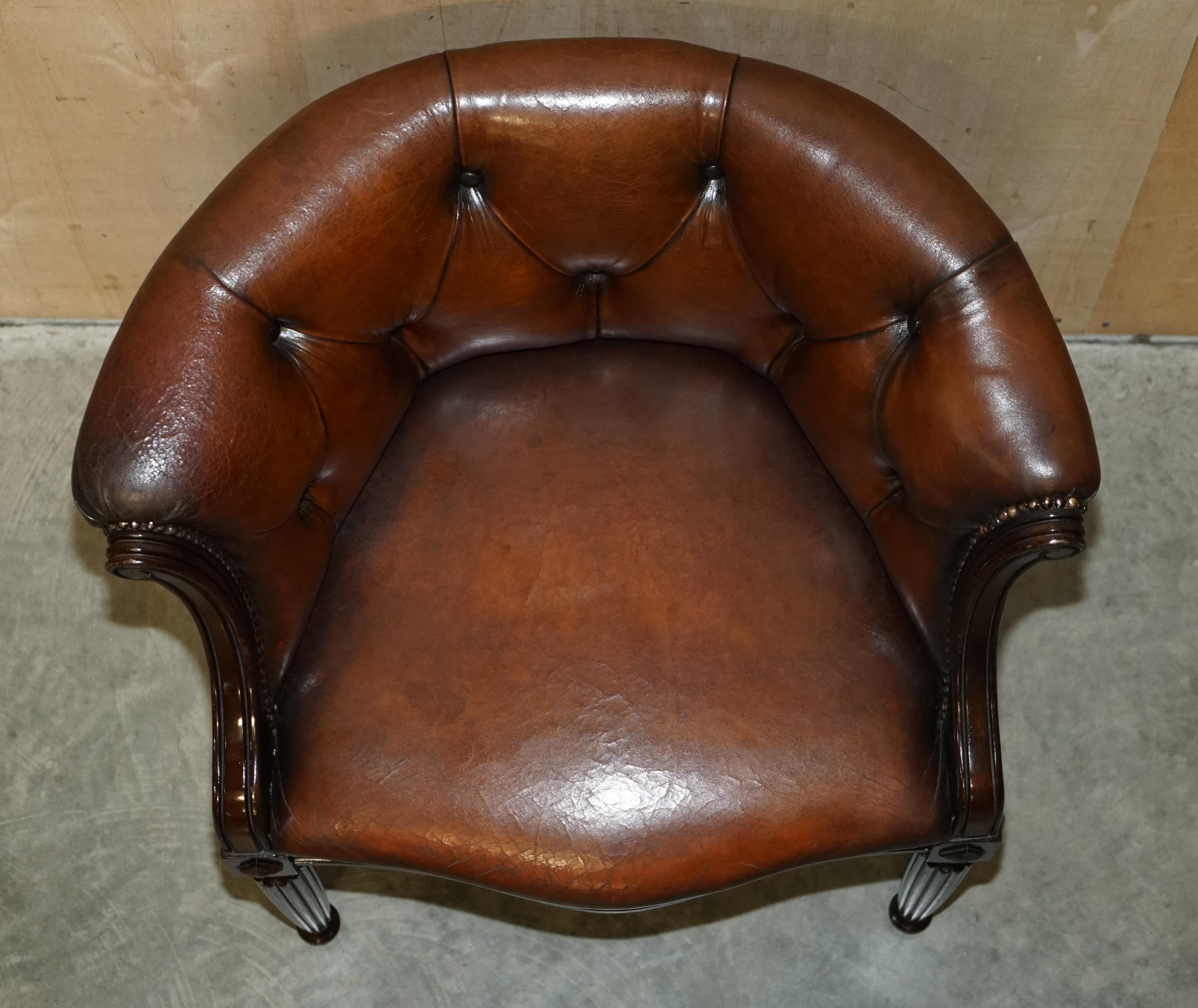 Pair of Fully Restored Vintage Chesterfield Hand Dyed Library Tub Club Armchairs 3