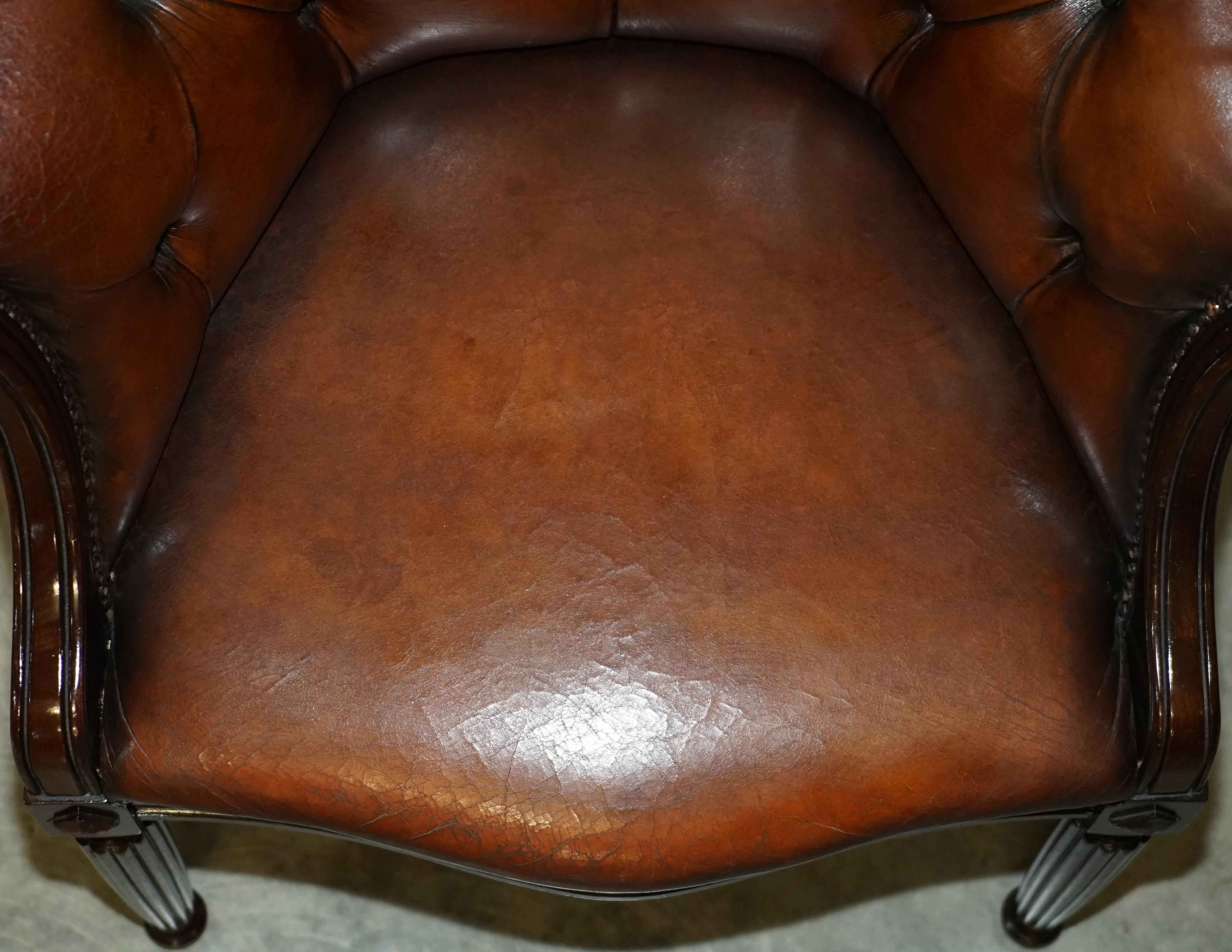 Pair of Fully Restored Vintage Chesterfield Hand Dyed Library Tub Club Armchairs 4