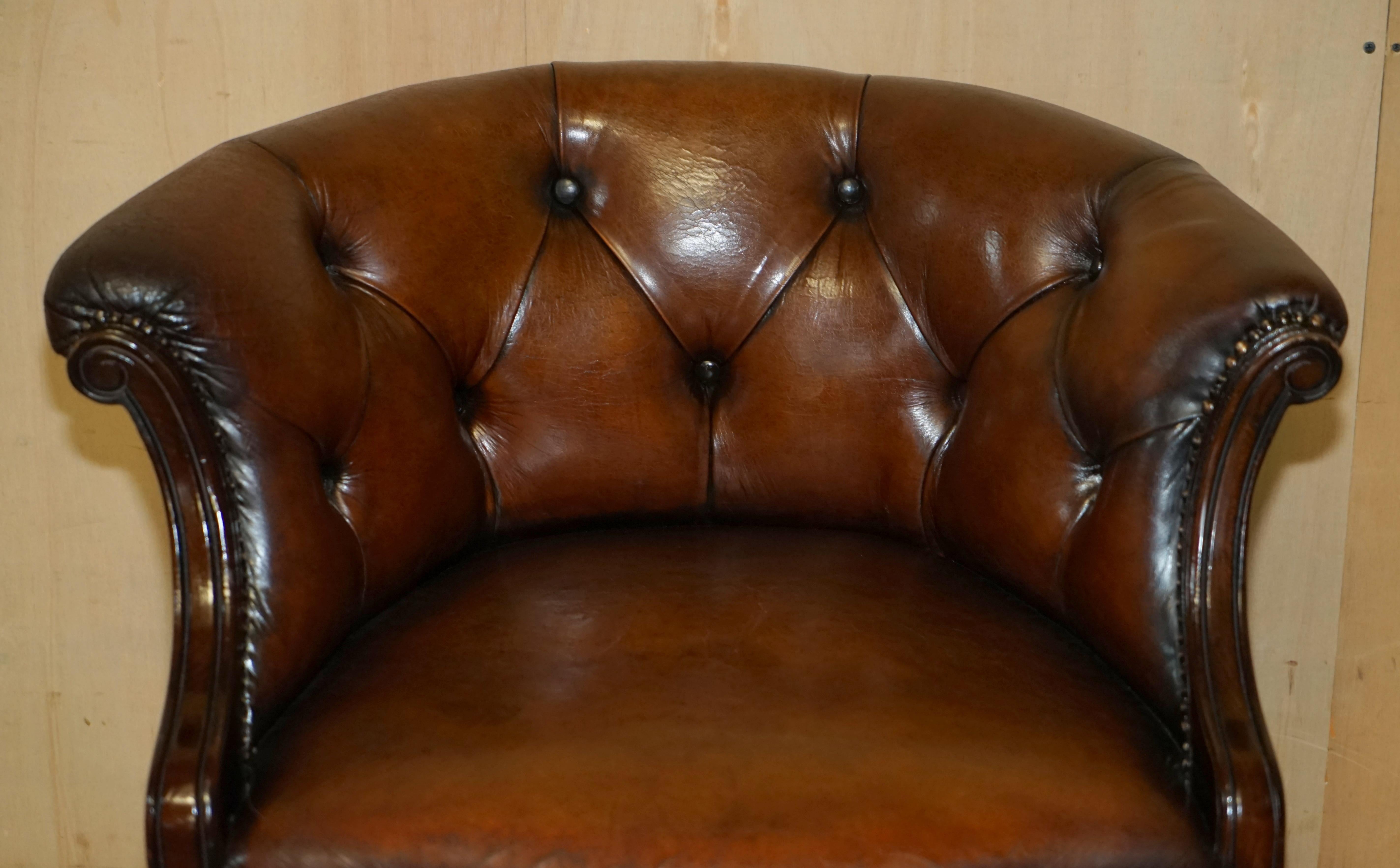 English Pair of Fully Restored Vintage Chesterfield Hand Dyed Library Tub Club Armchairs