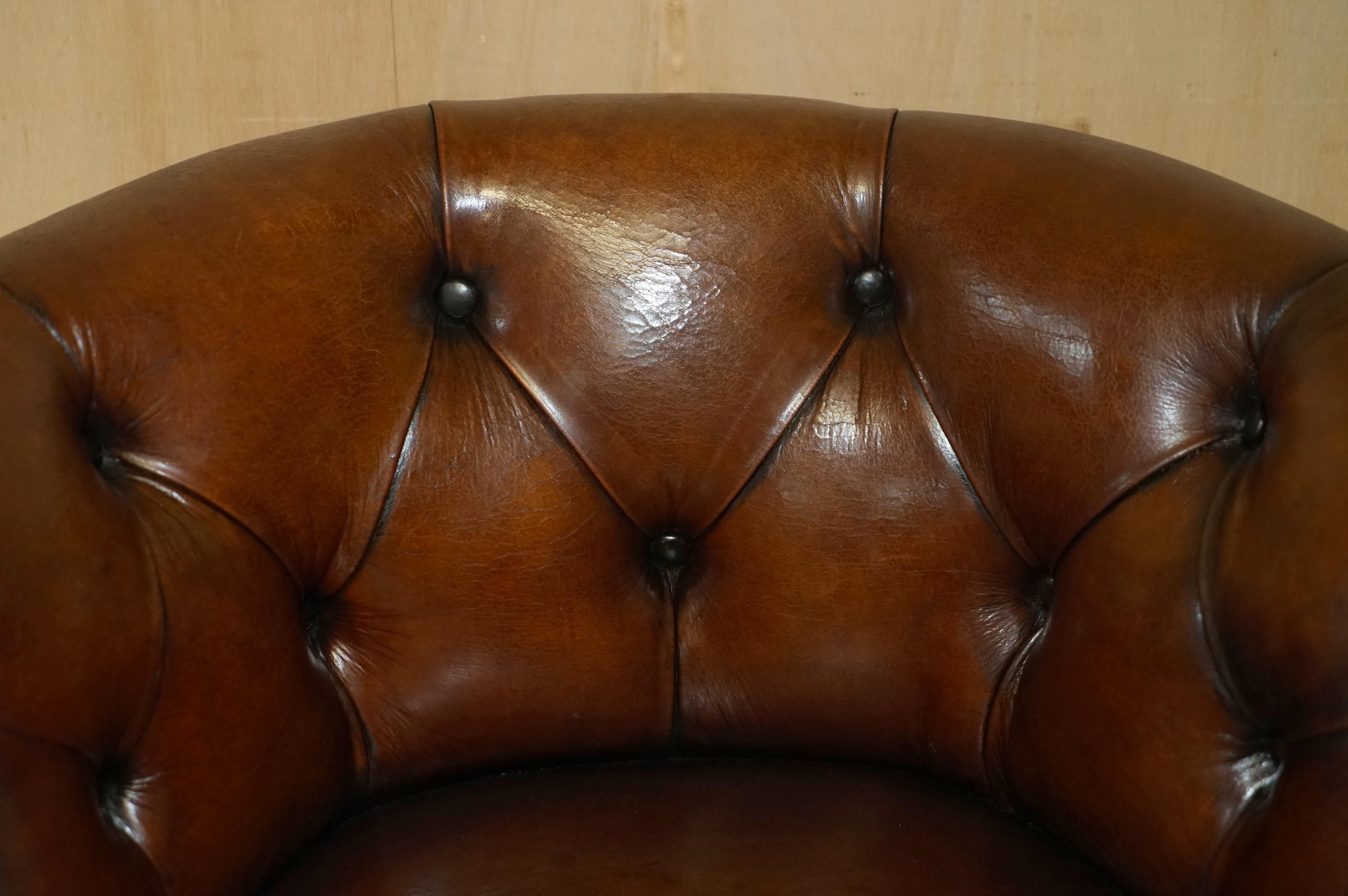 Hand-Crafted Pair of Fully Restored Vintage Chesterfield Hand Dyed Library Tub Club Armchairs