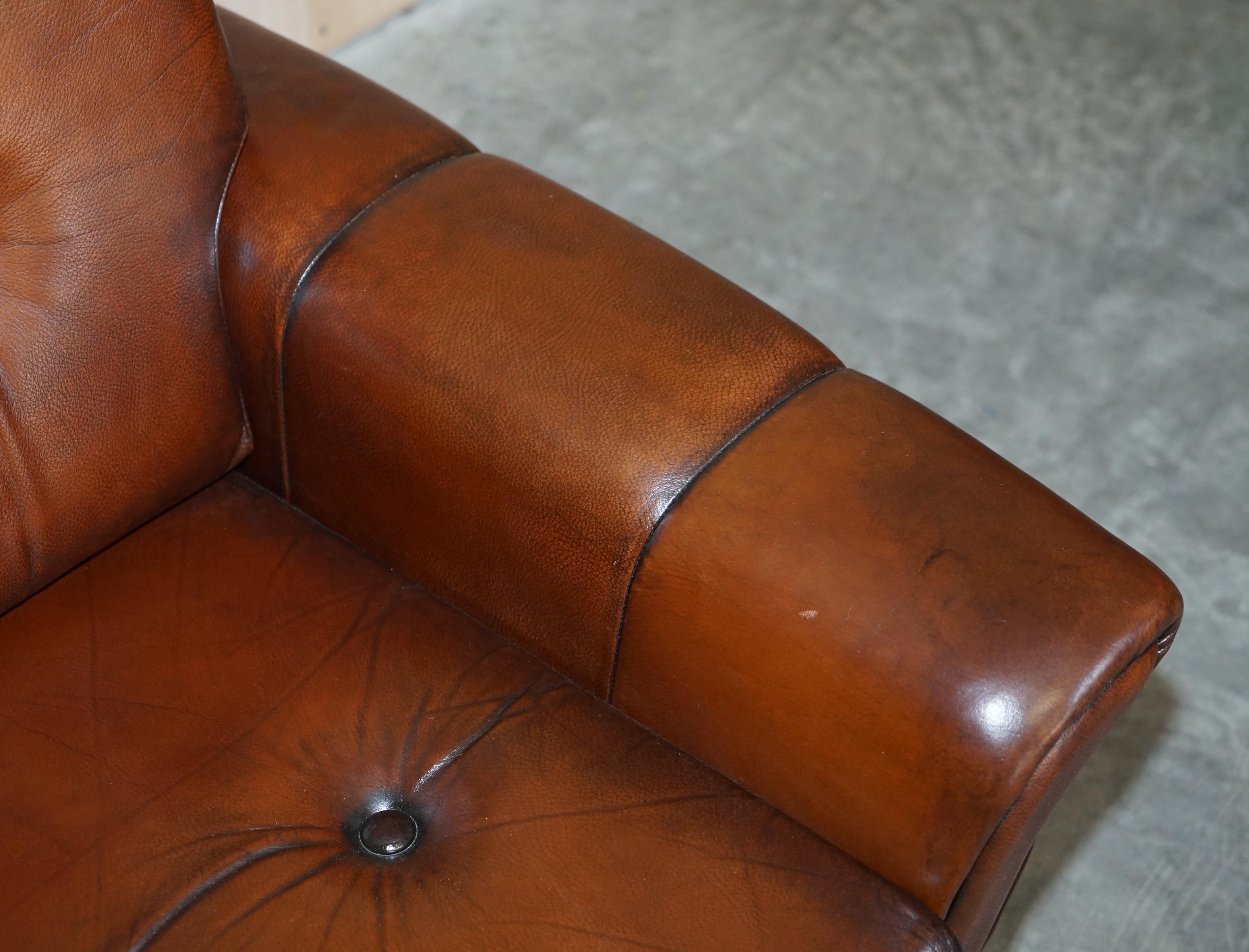 Pair of Fully Restored Vintage Dutch Mid-Century Modern Brown Leather Armchairs For Sale 9